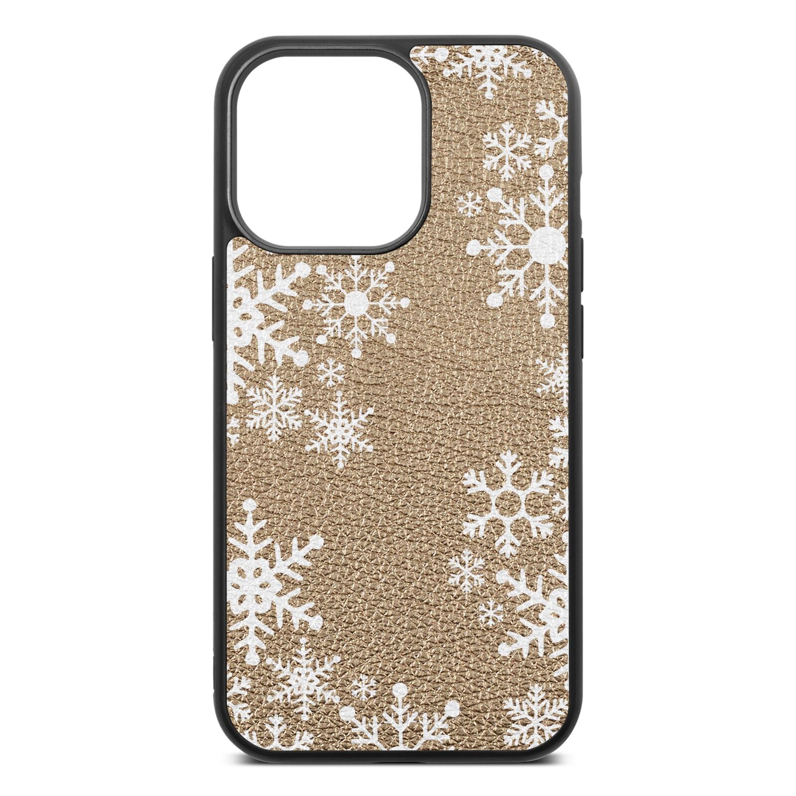 Snowflake Gold Pebble Leather iPhone 13 Pro Case