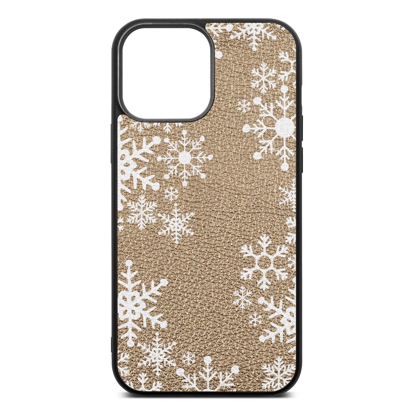 Snowflake Gold Pebble Leather iPhone 13 Pro Max Case