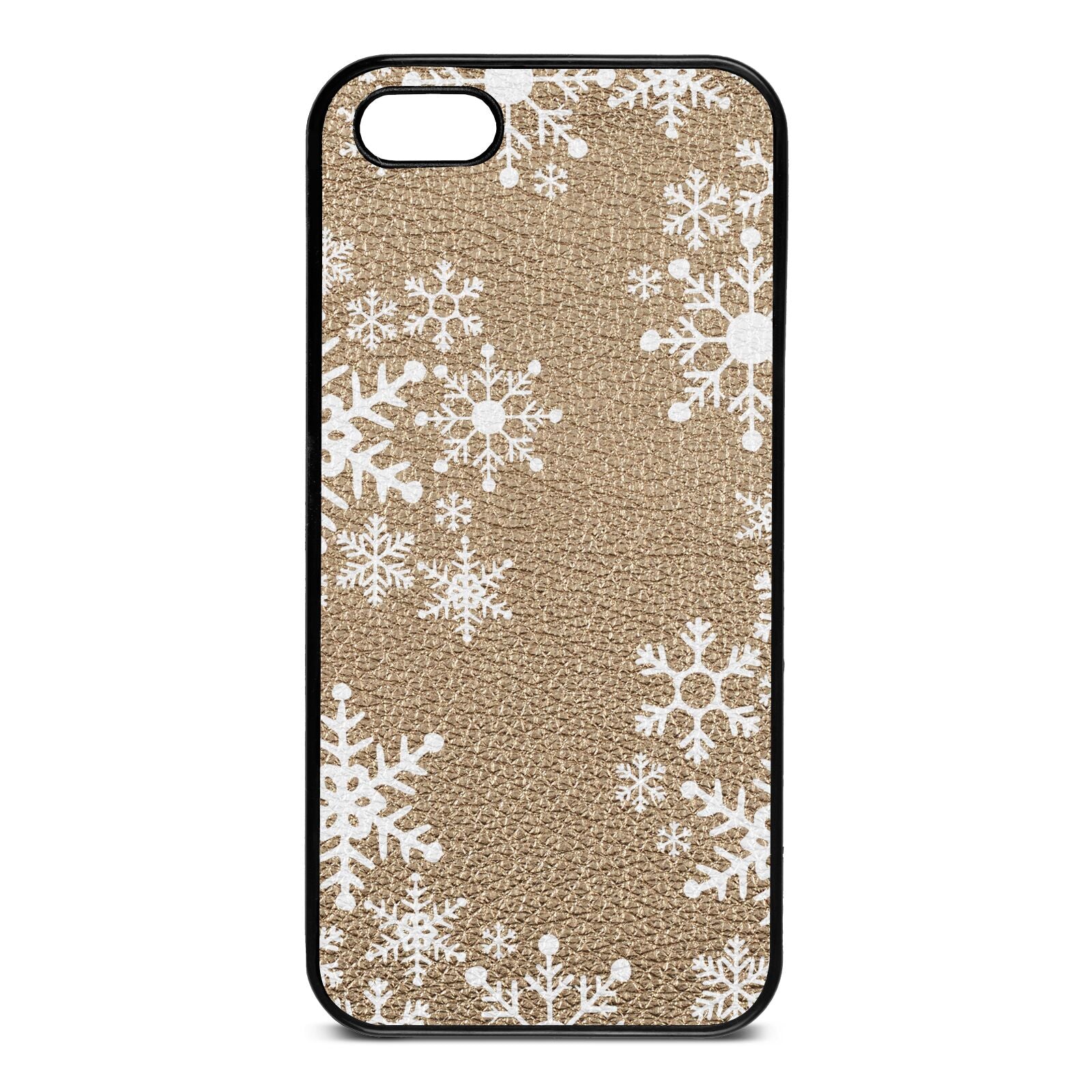 Snowflake Gold Pebble Leather iPhone 5 Case