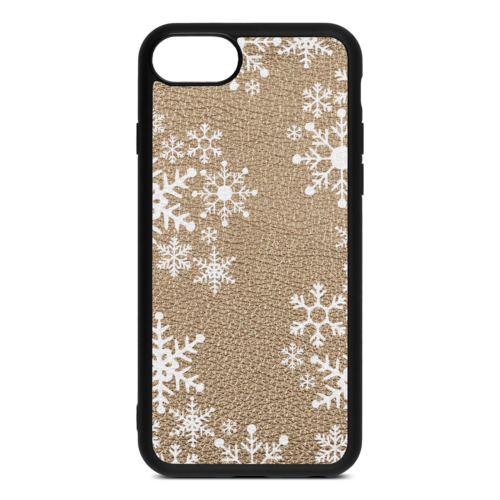 Snowflake Gold Pebble Leather iPhone 8 Case