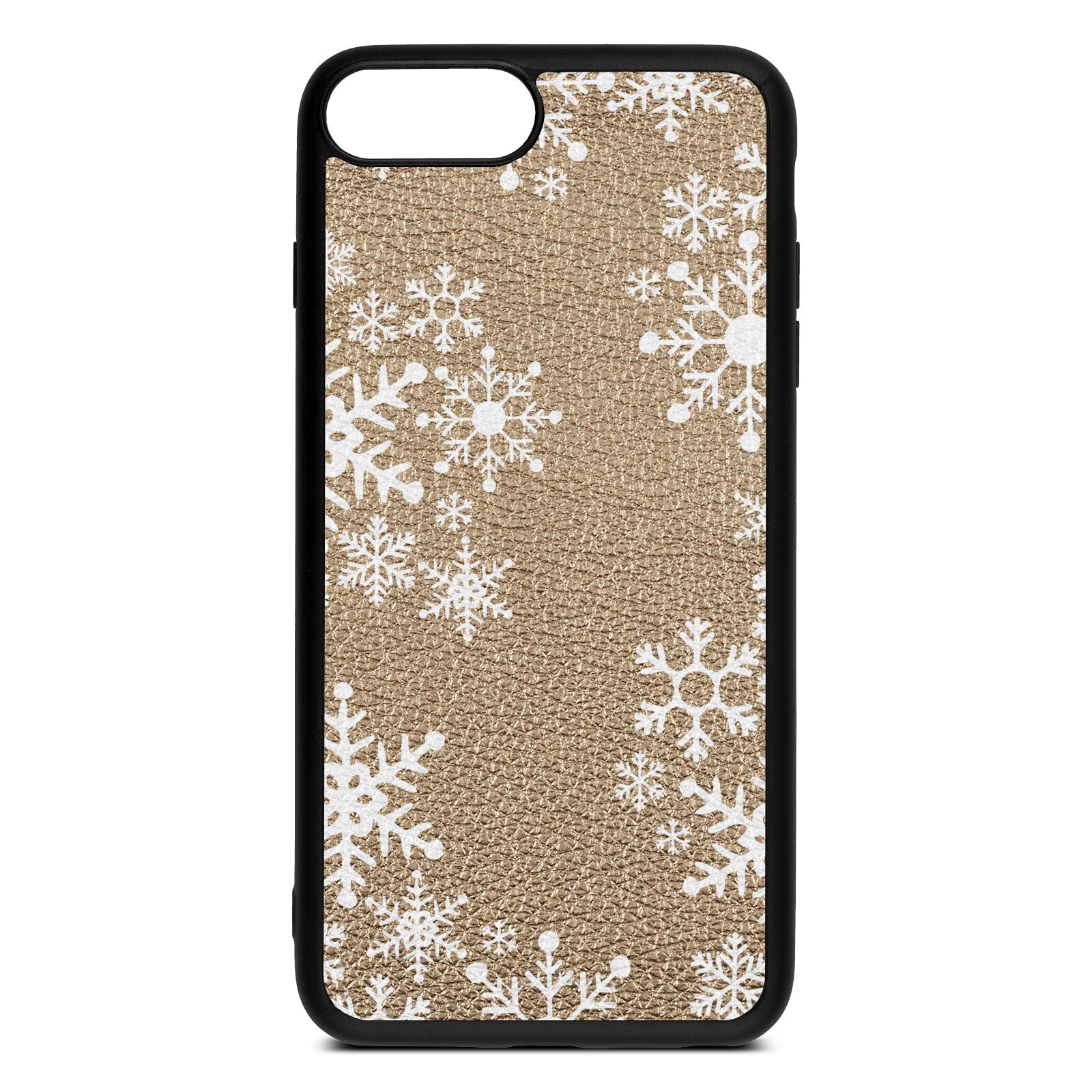 Snowflake Gold Pebble Leather iPhone 8 Plus Case