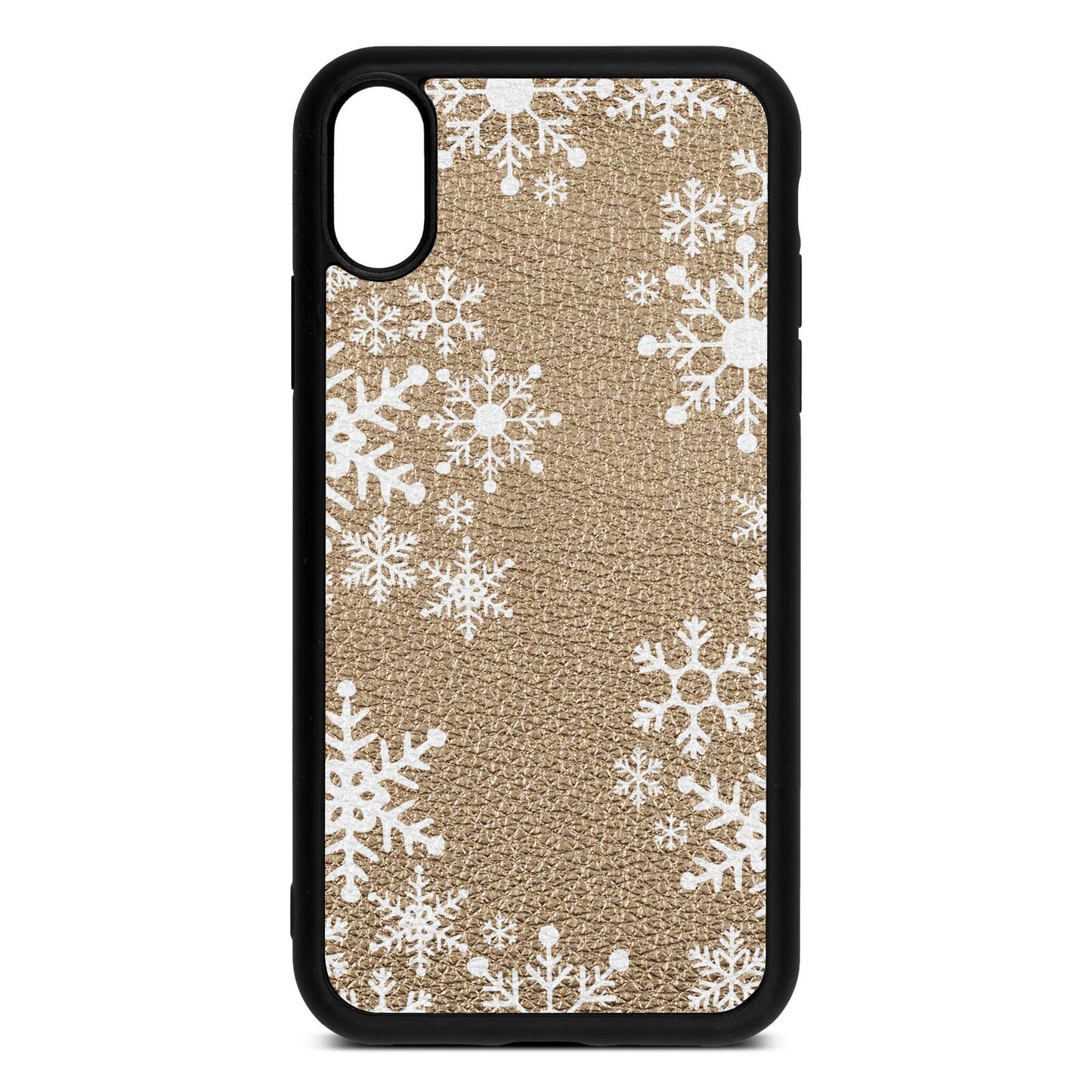 Snowflake Gold Pebble Leather iPhone Xr Case