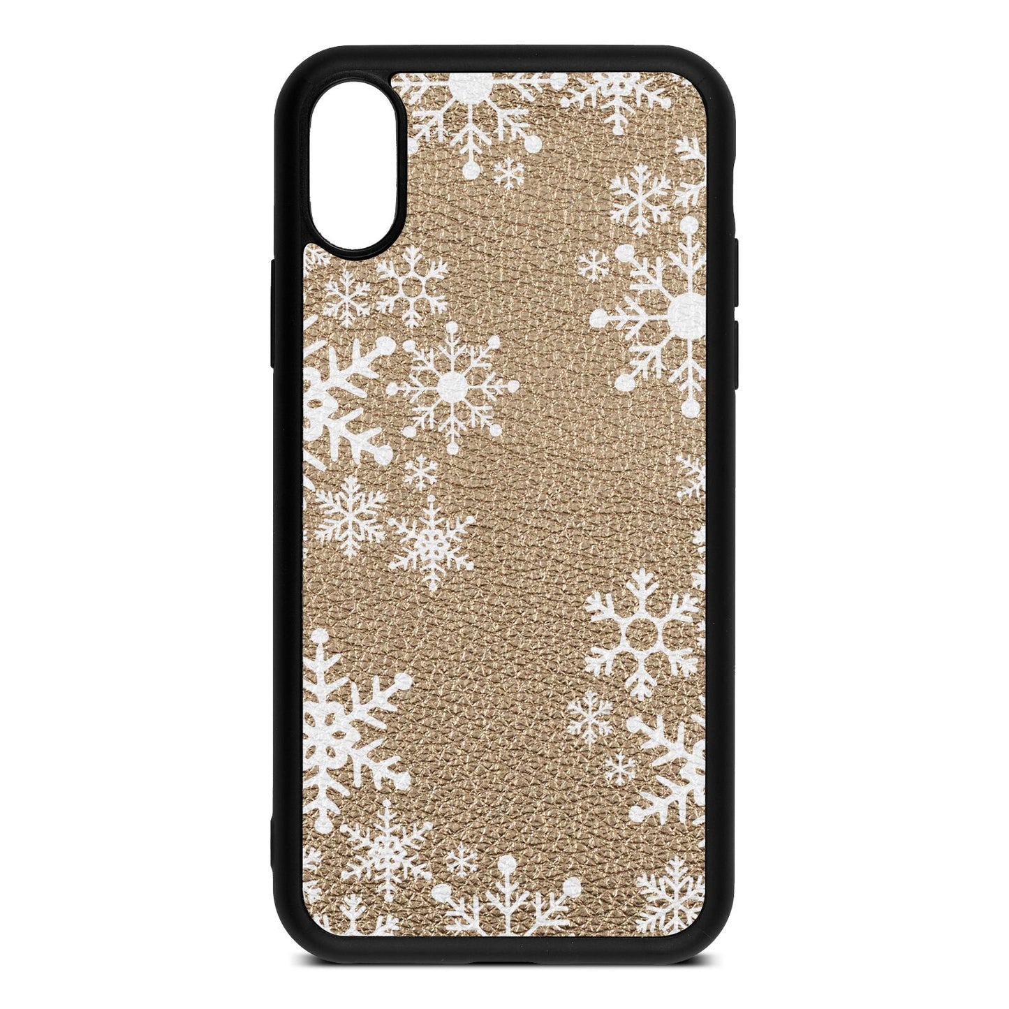 Snowflake Gold Pebble Leather iPhone Xs Case