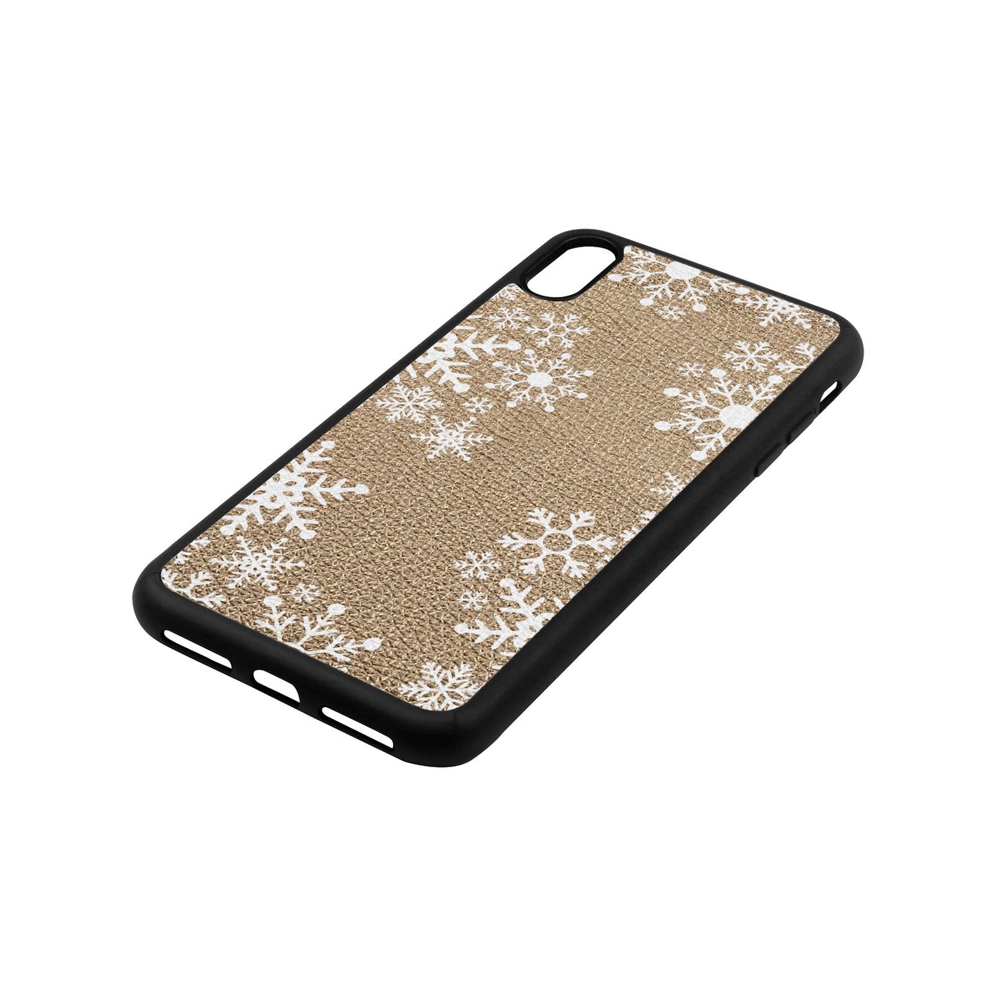 Snowflake Gold Pebble Leather iPhone Xs Max Case Side Angle