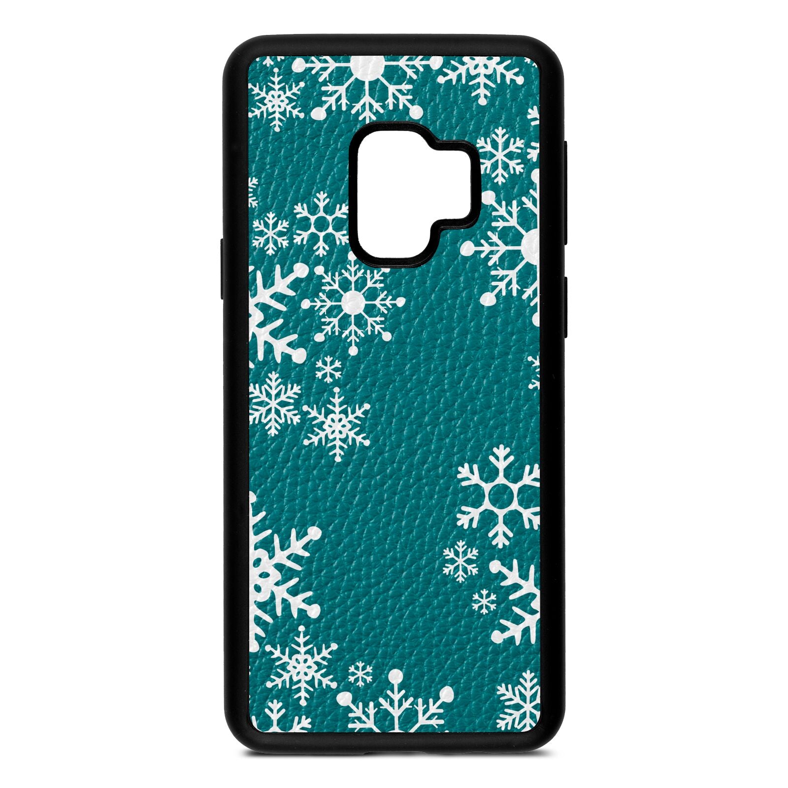 Snowflake Green Pebble Leather Samsung S9 Case