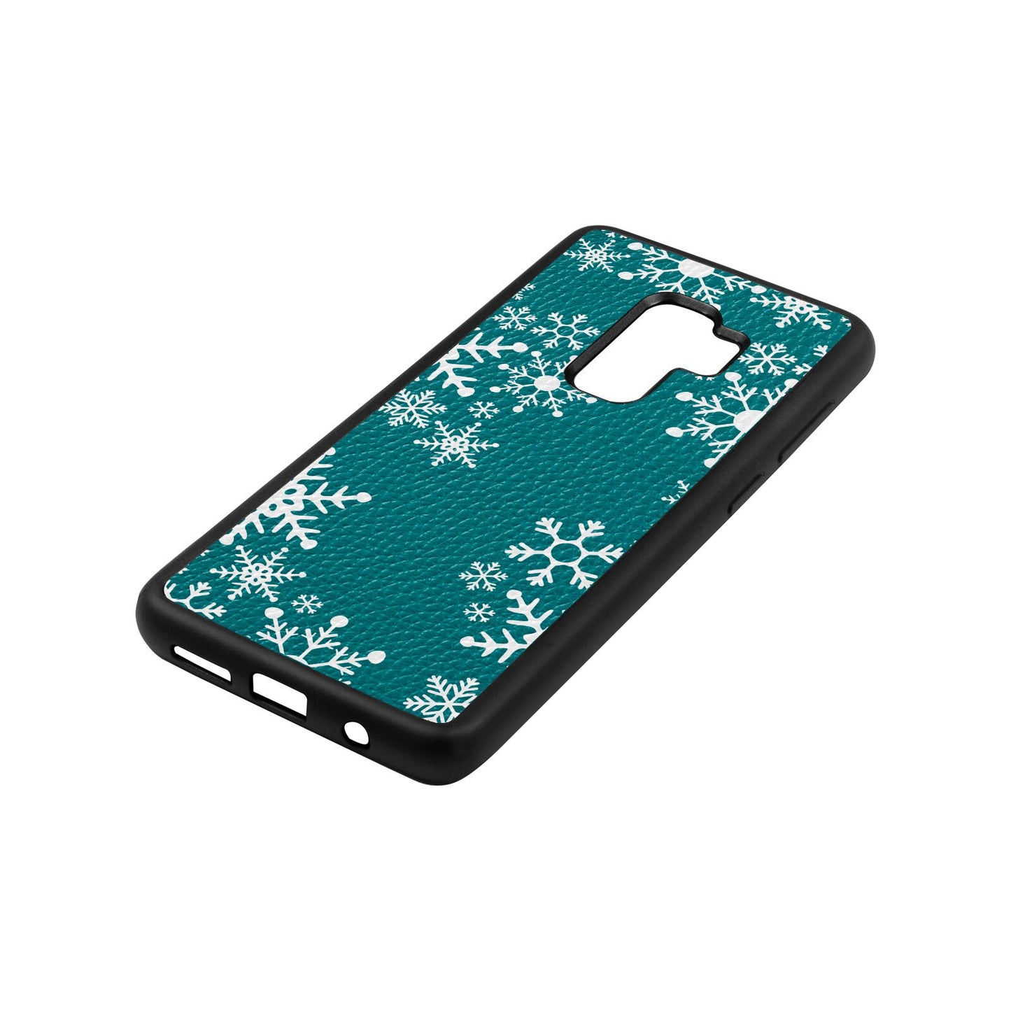 Snowflake Green Pebble Leather Samsung S9 Plus Case Side Angle