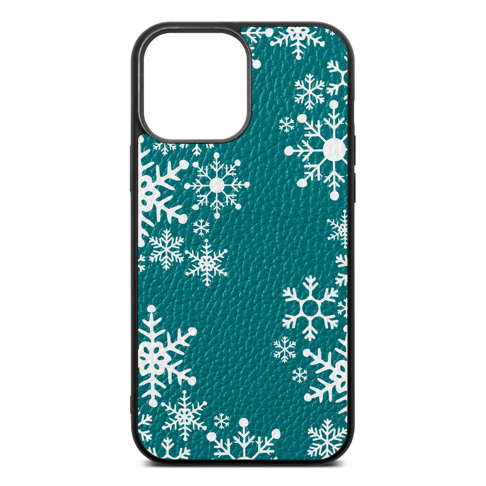 Snowflake Green Pebble Leather iPhone 13 Pro Max Case