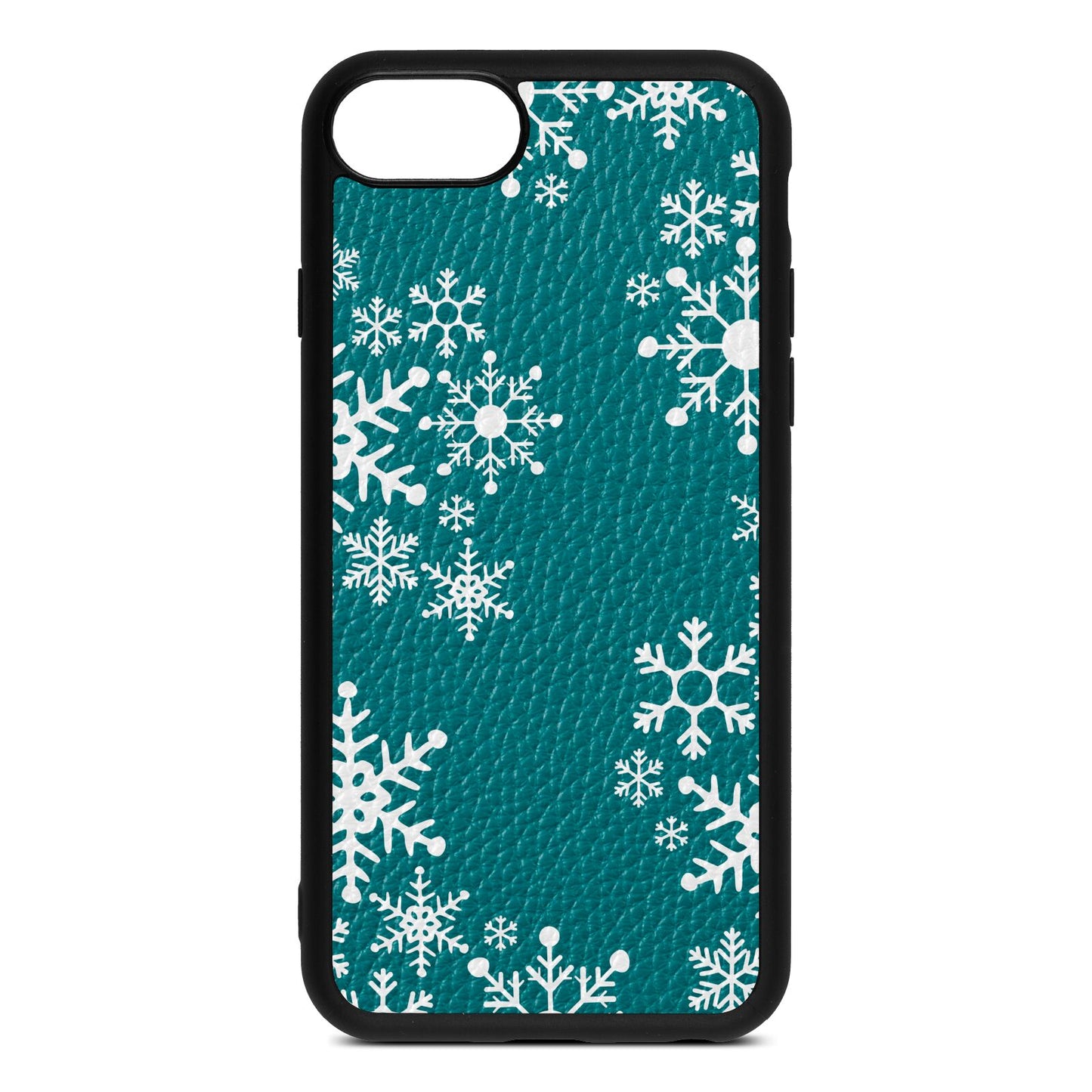 Snowflake Green Pebble Leather iPhone 8 Case