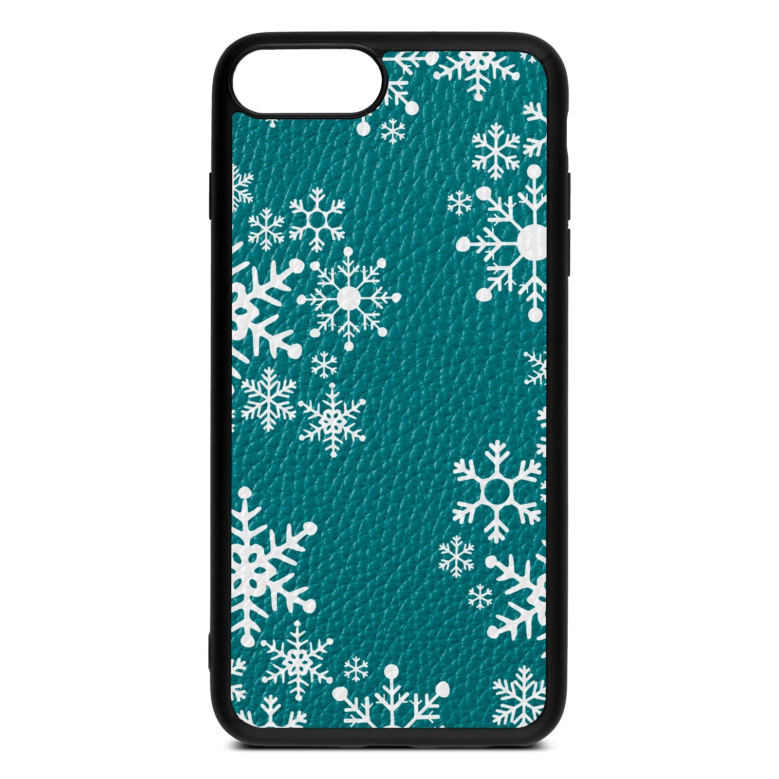 Snowflake Green Pebble Leather iPhone 8 Plus Case