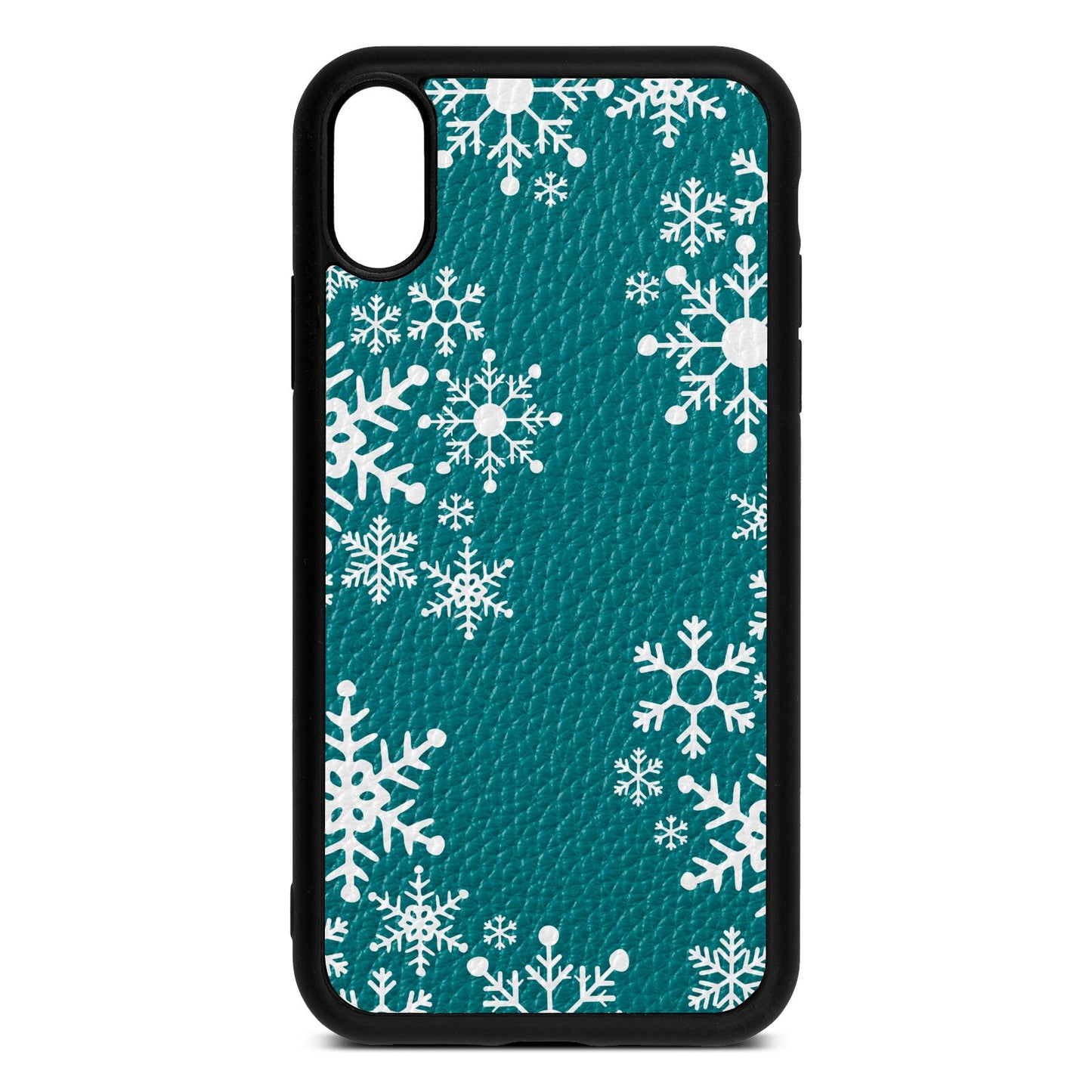 Snowflake Green Pebble Leather iPhone Xr Case