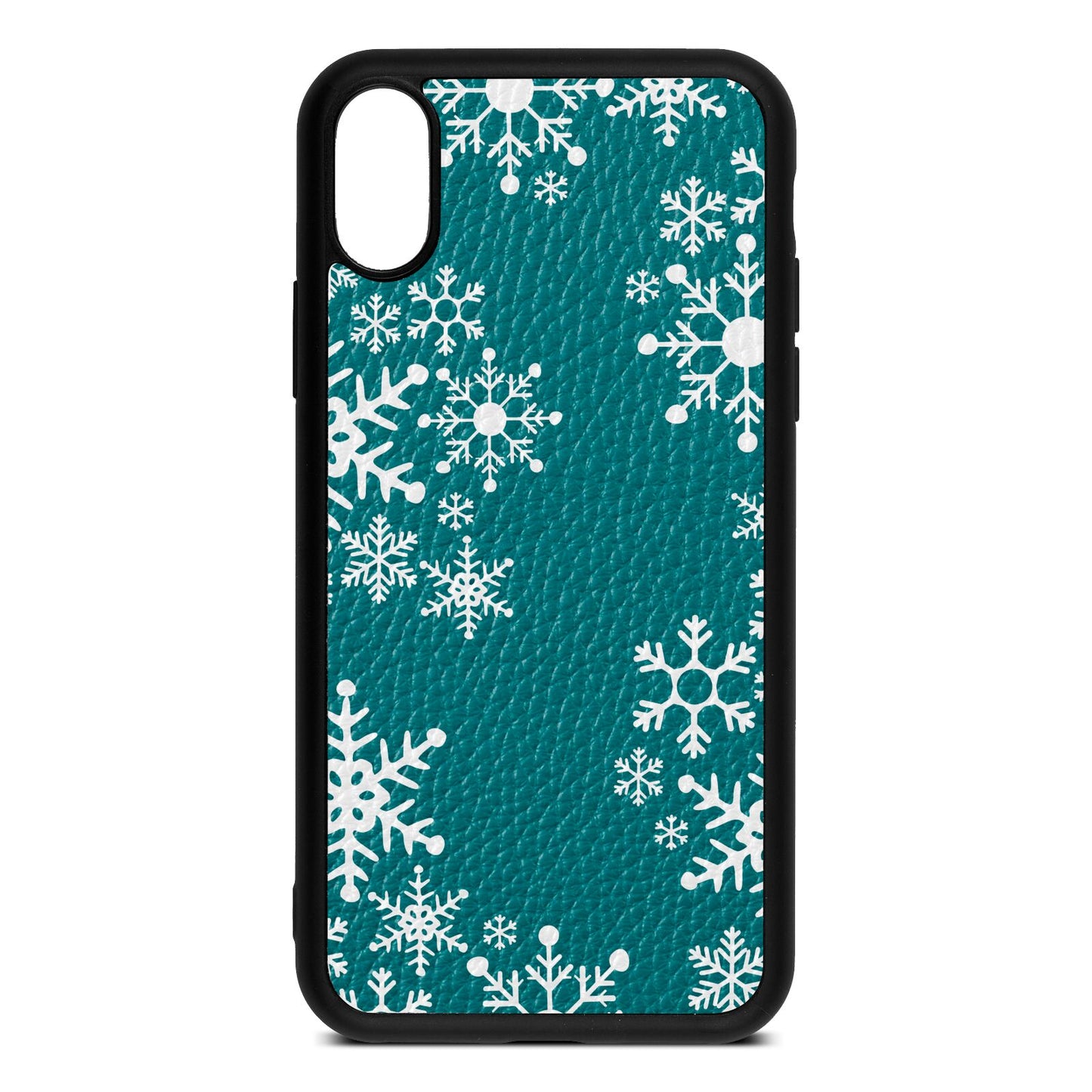 Snowflake Green Pebble Leather iPhone Xs Case