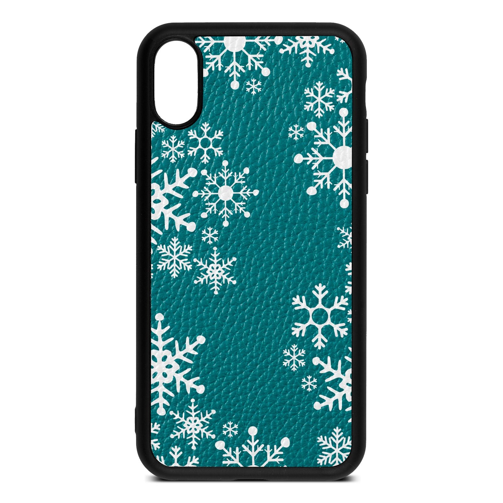 Snowflake Green Pebble Leather iPhone Xs Case