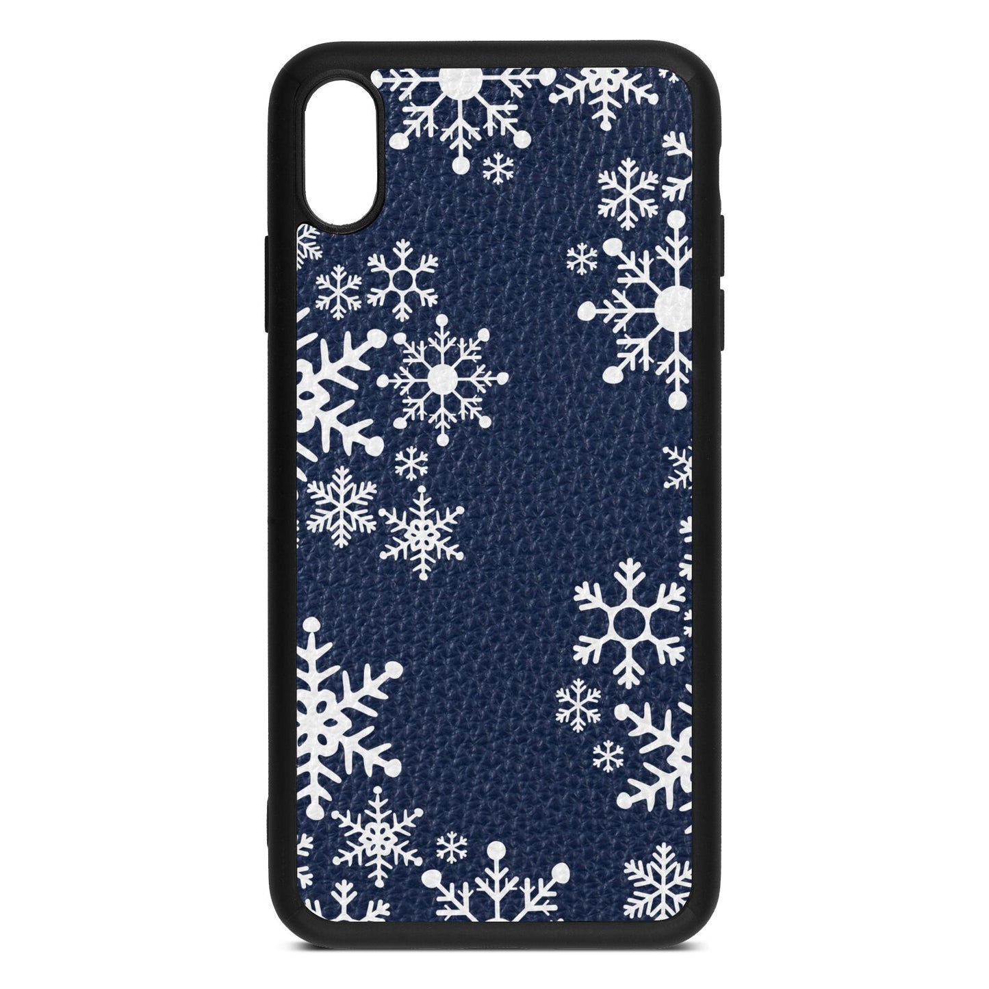 Snowflake Navy Blue Pebble Leather iPhone Xs Max Case