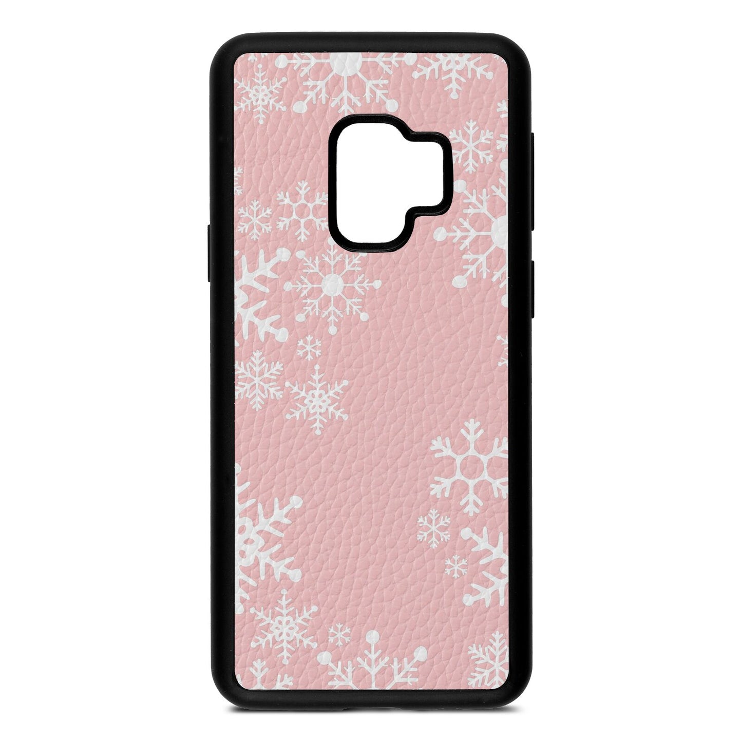 Snowflake Pink Pebble Leather Samsung S9 Case