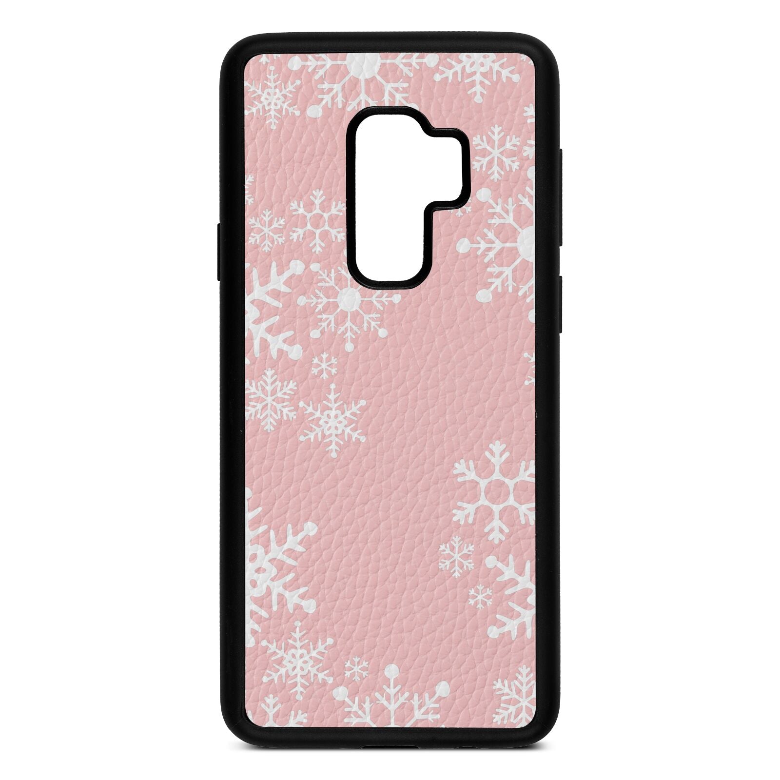 Snowflake Pink Pebble Leather Samsung S9 Plus Case