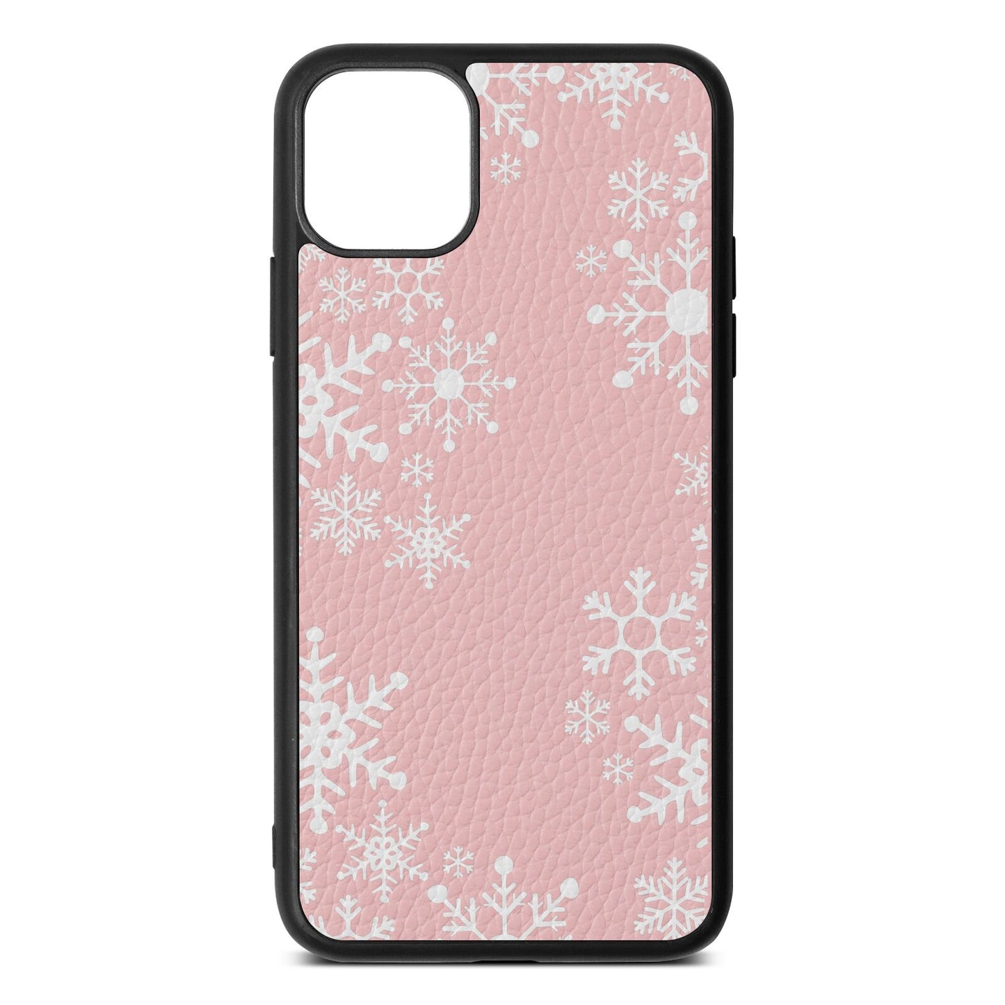 Snowflake Pink Pebble Leather iPhone 11 Pro Max Case