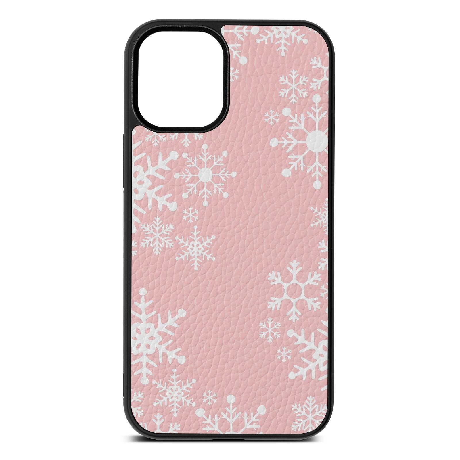 Snowflake Pink Pebble Leather iPhone 12 Mini Case