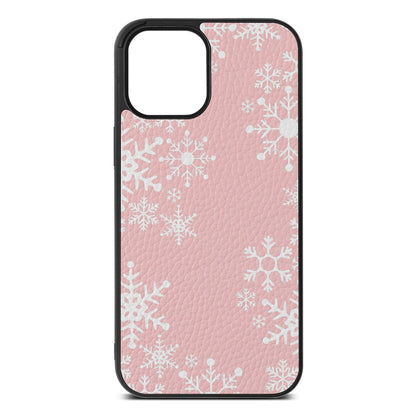 Snowflake Pink Pebble Leather iPhone 12 Pro Max Case