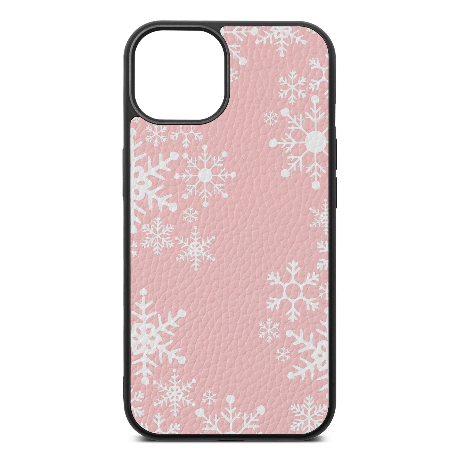 Snowflake Pink Pebble Leather iPhone 13 Case