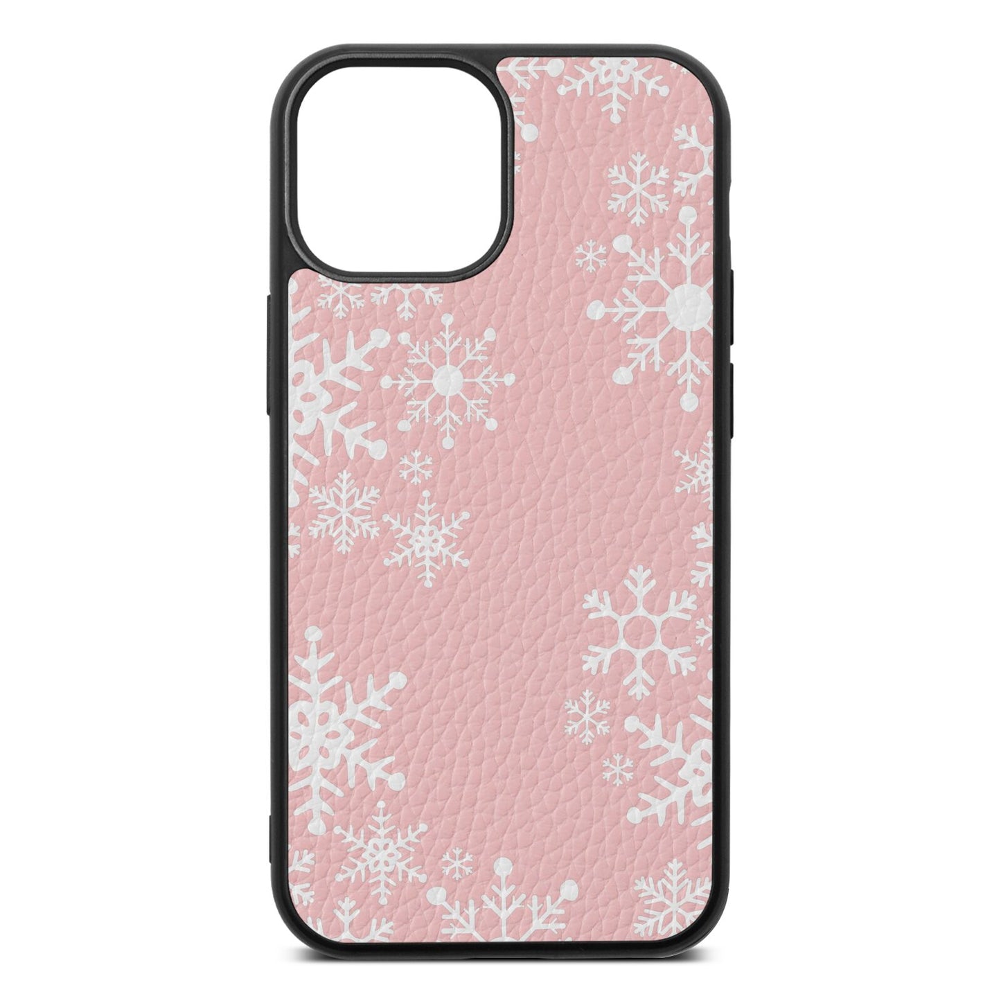 Snowflake Pink Pebble Leather iPhone 13 Mini Case