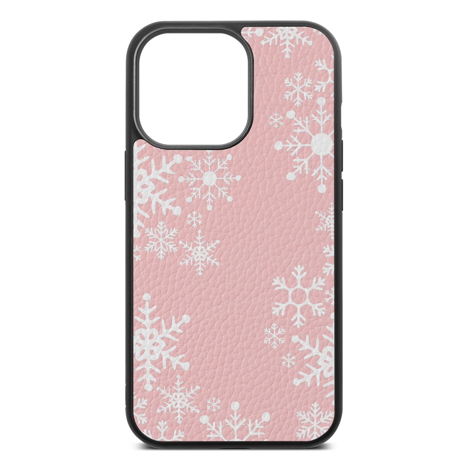 Snowflake Pink Pebble Leather iPhone 13 Pro Case