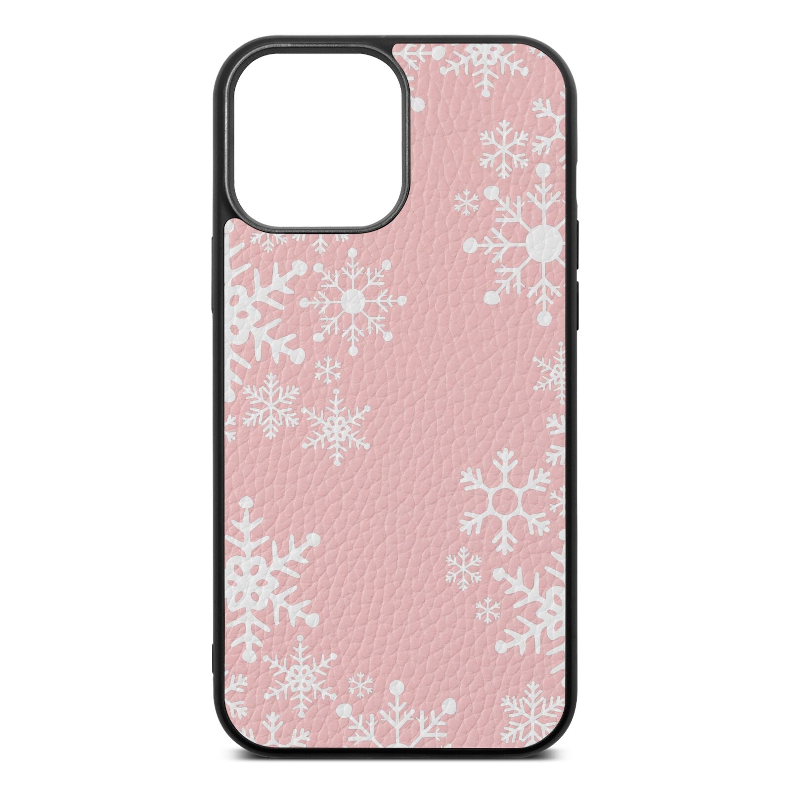 Snowflake Pink Pebble Leather iPhone 13 Pro Max Case