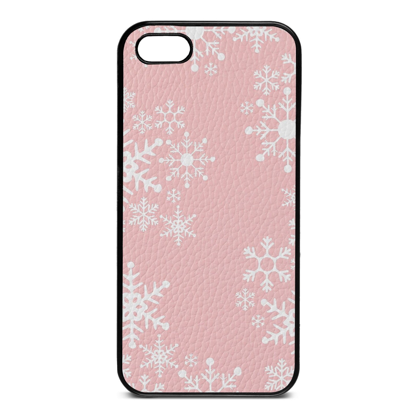 Snowflake Pink Pebble Leather iPhone 5 Case