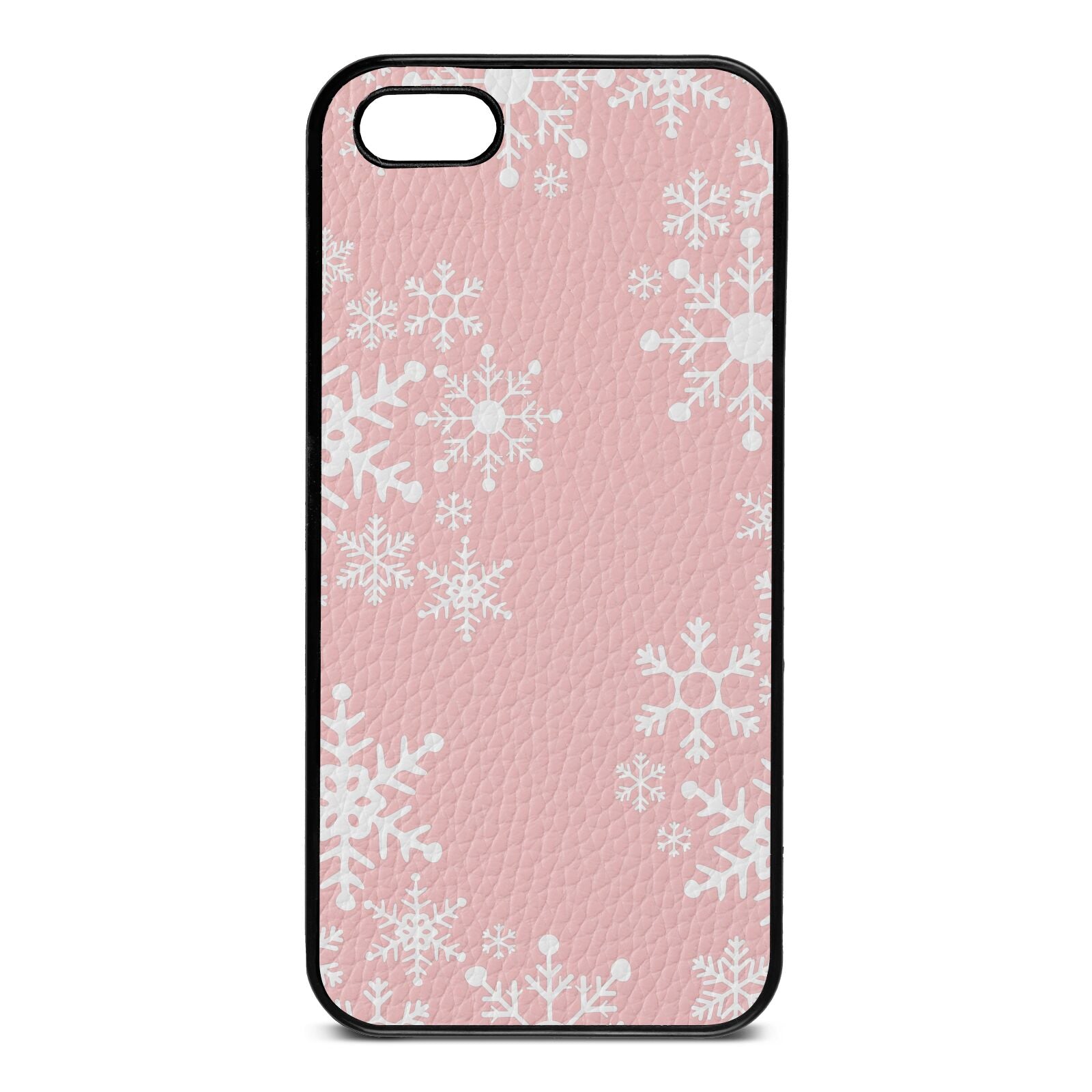 Snowflake Pink Pebble Leather iPhone 5 Case