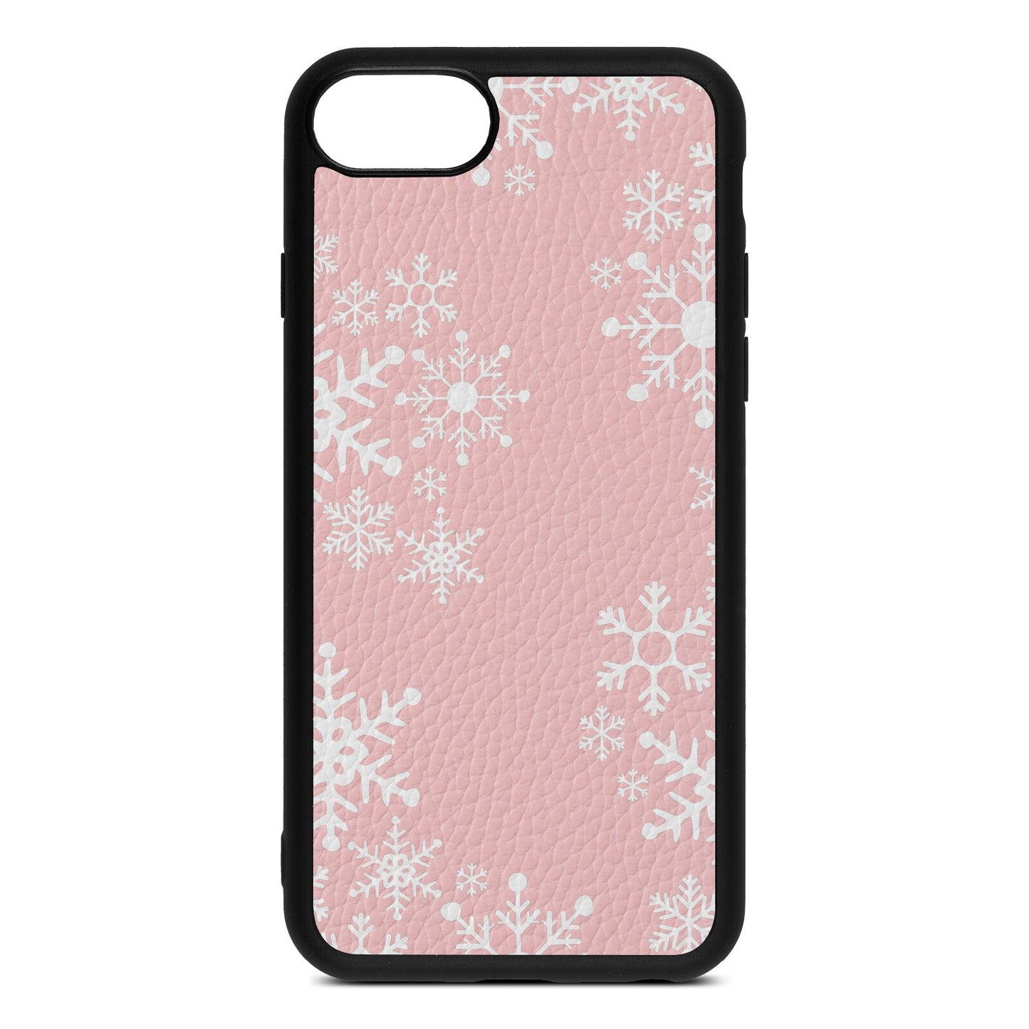 Snowflake Pink Pebble Leather iPhone 8 Case