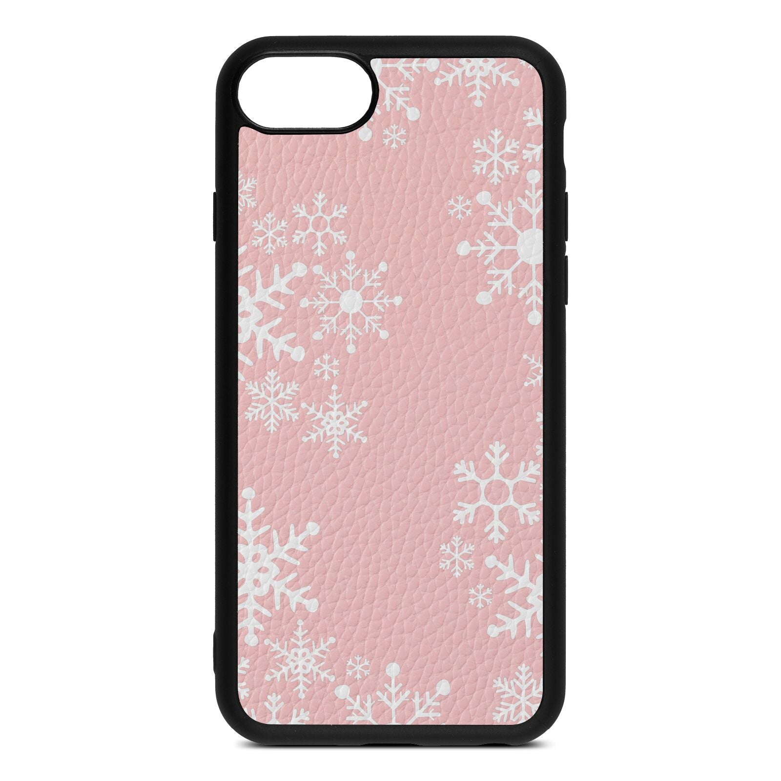 Snowflake Pink Pebble Leather iPhone 8 Case