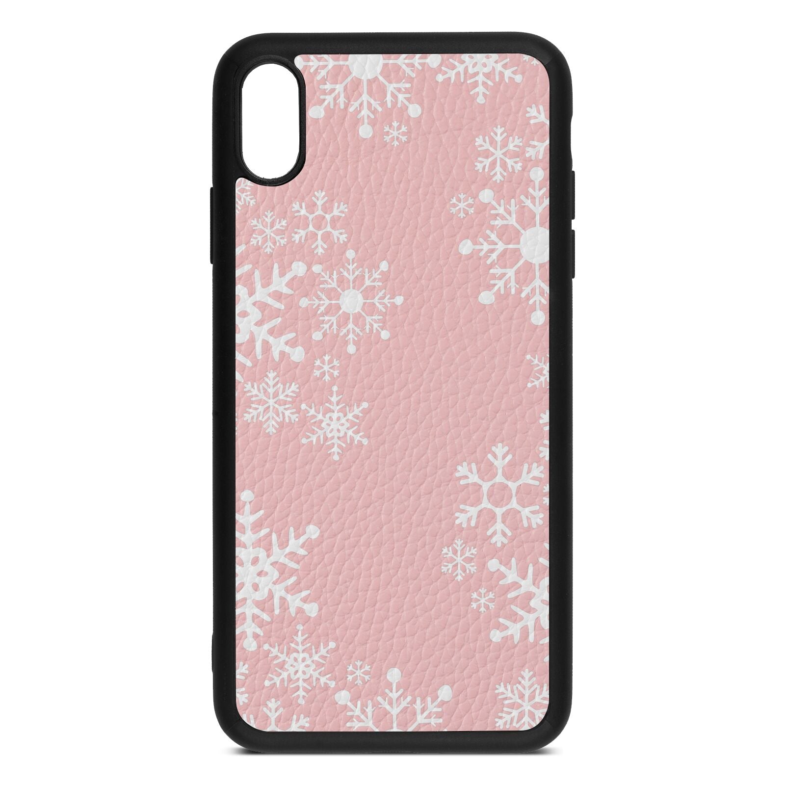 Snowflake Pink Pebble Leather iPhone Xs Max Case