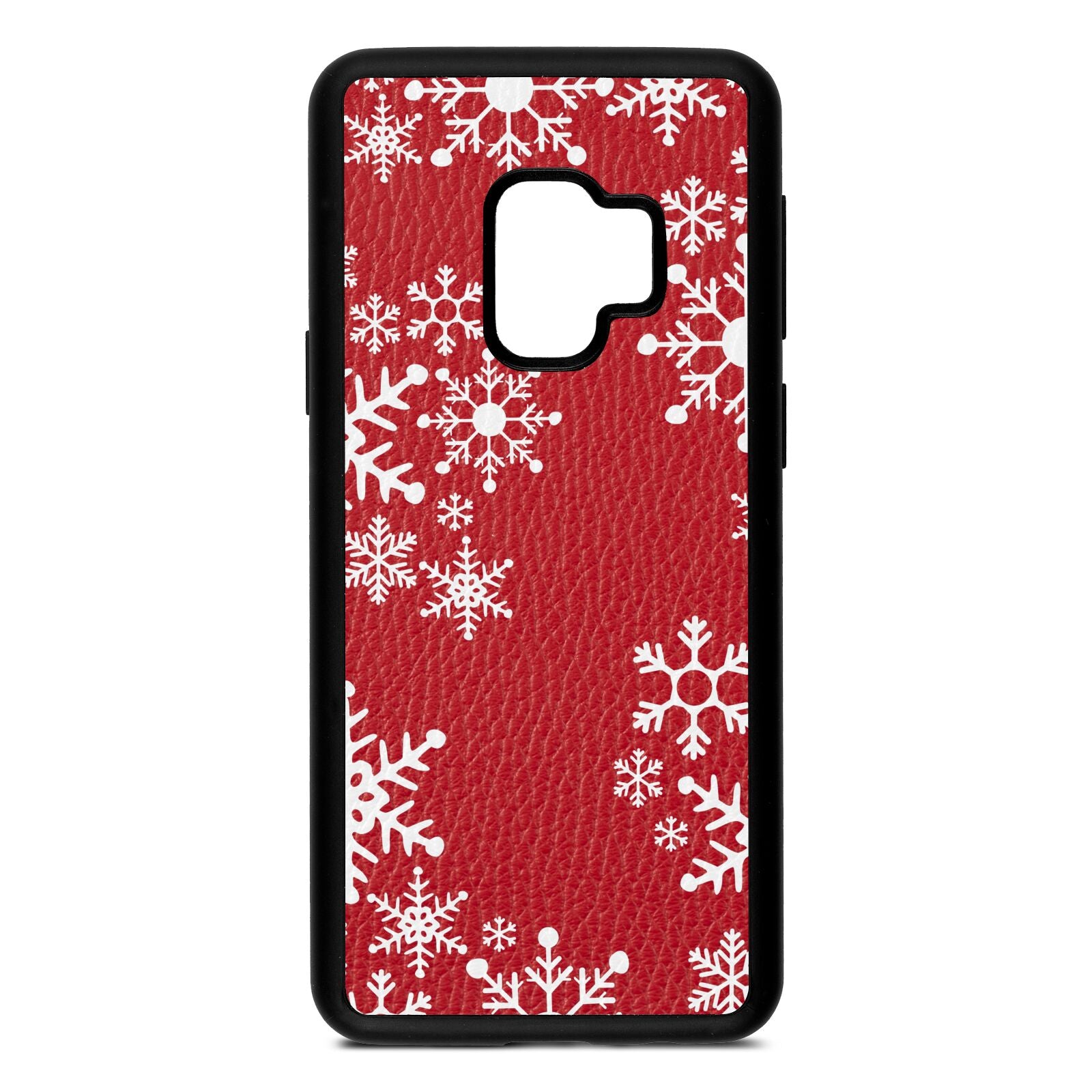 Snowflake Red Pebble Leather Samsung S9 Case