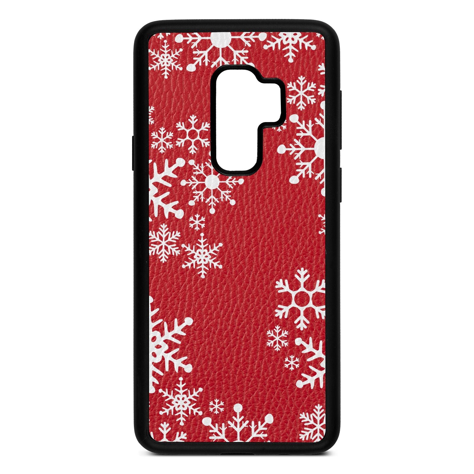 Snowflake Red Pebble Leather Samsung S9 Plus Case