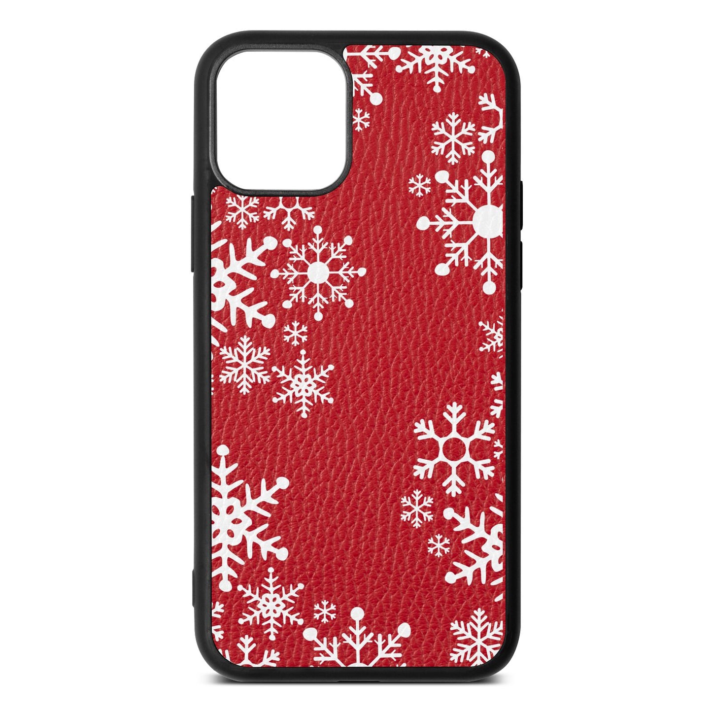 Snowflake Red Pebble Leather iPhone 11 Case