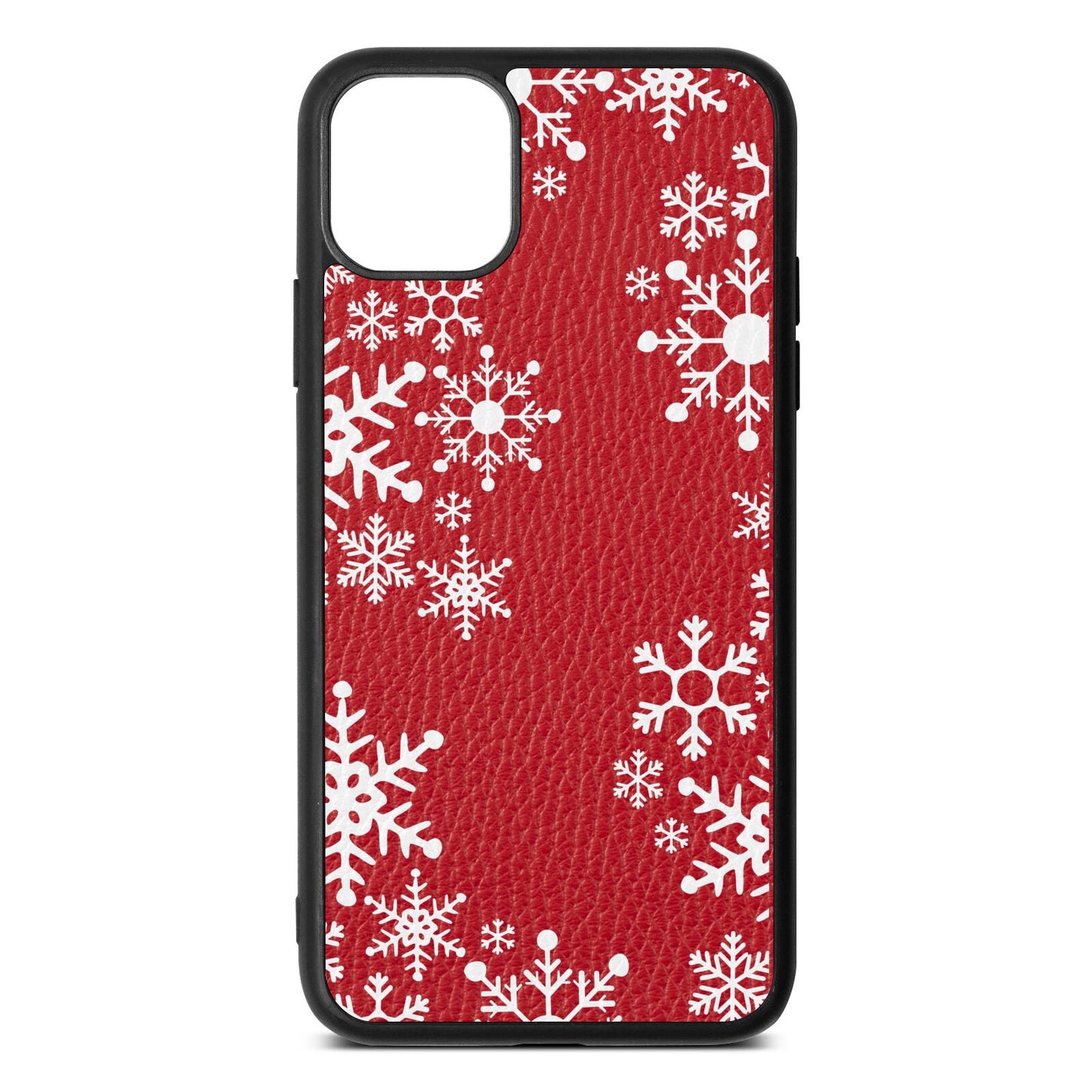 Snowflake Red Pebble Leather iPhone 11 Pro Max Case