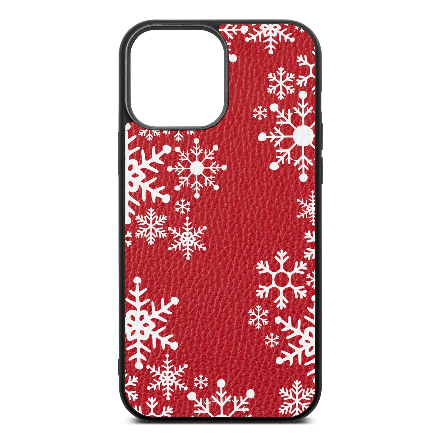 Snowflake Red Pebble Leather iPhone 13 Pro Max Case