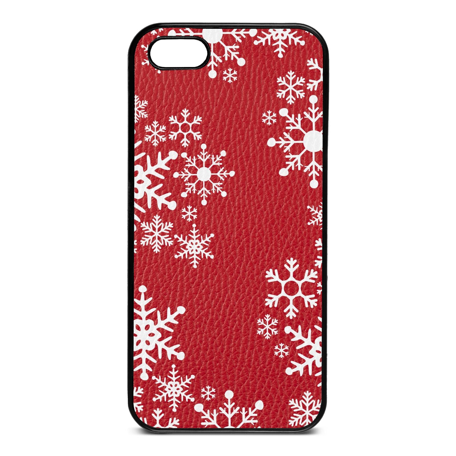 Snowflake Red Pebble Leather iPhone 5 Case