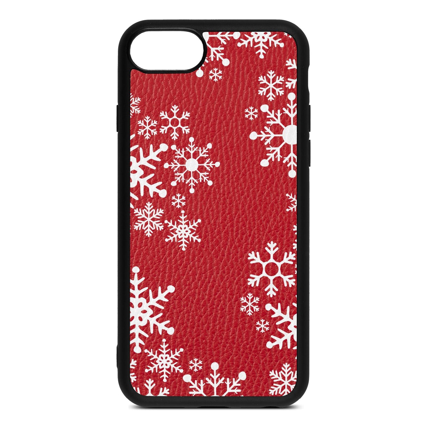 Snowflake Red Pebble Leather iPhone 8 Case