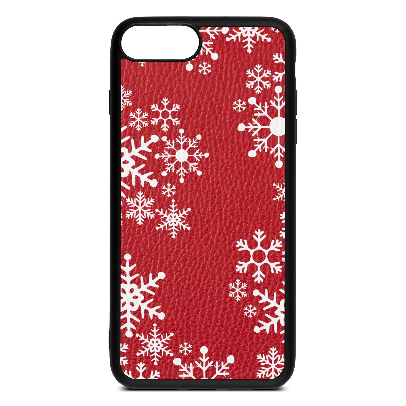 Snowflake Red Pebble Leather iPhone 8 Plus Case