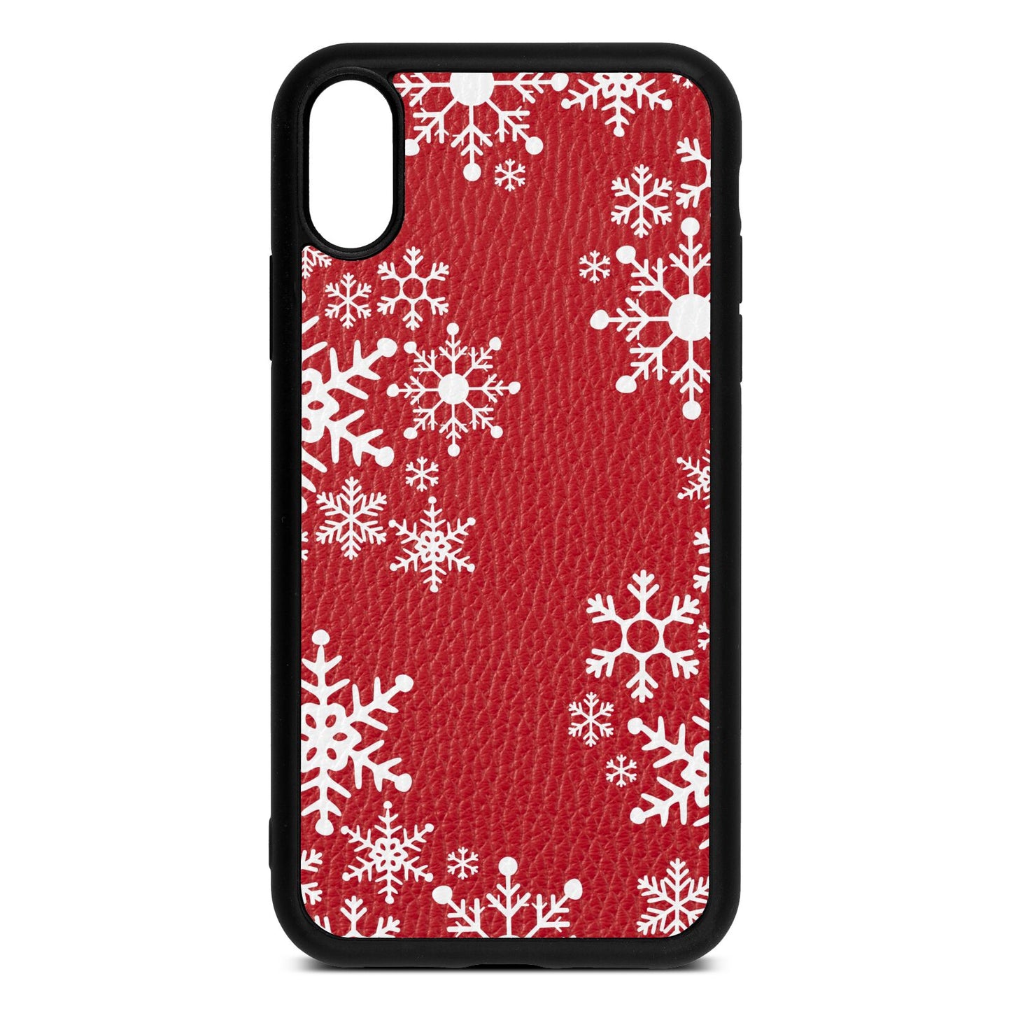 Snowflake Red Pebble Leather iPhone Xr Case