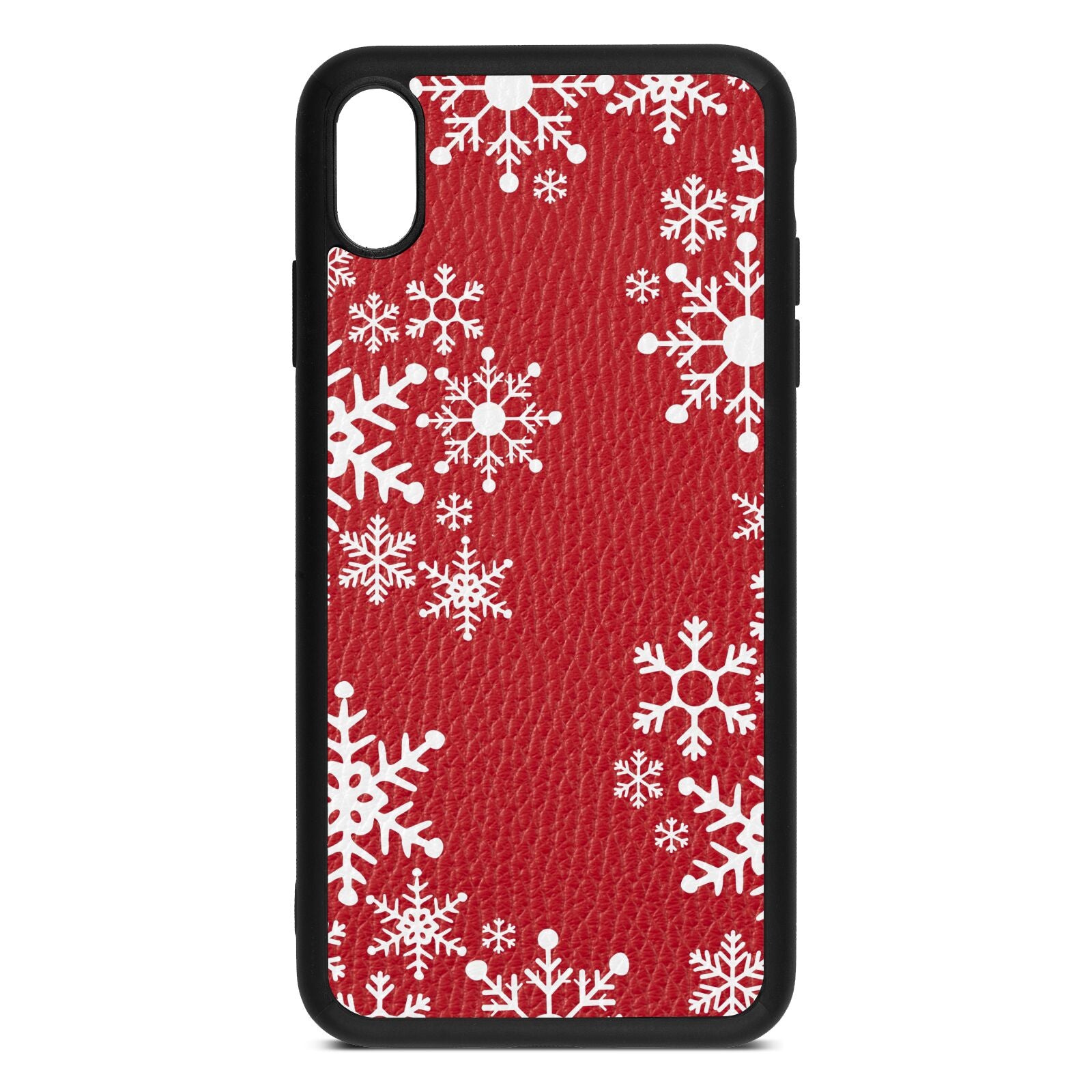 Snowflake Red Pebble Leather iPhone Xs Max Case