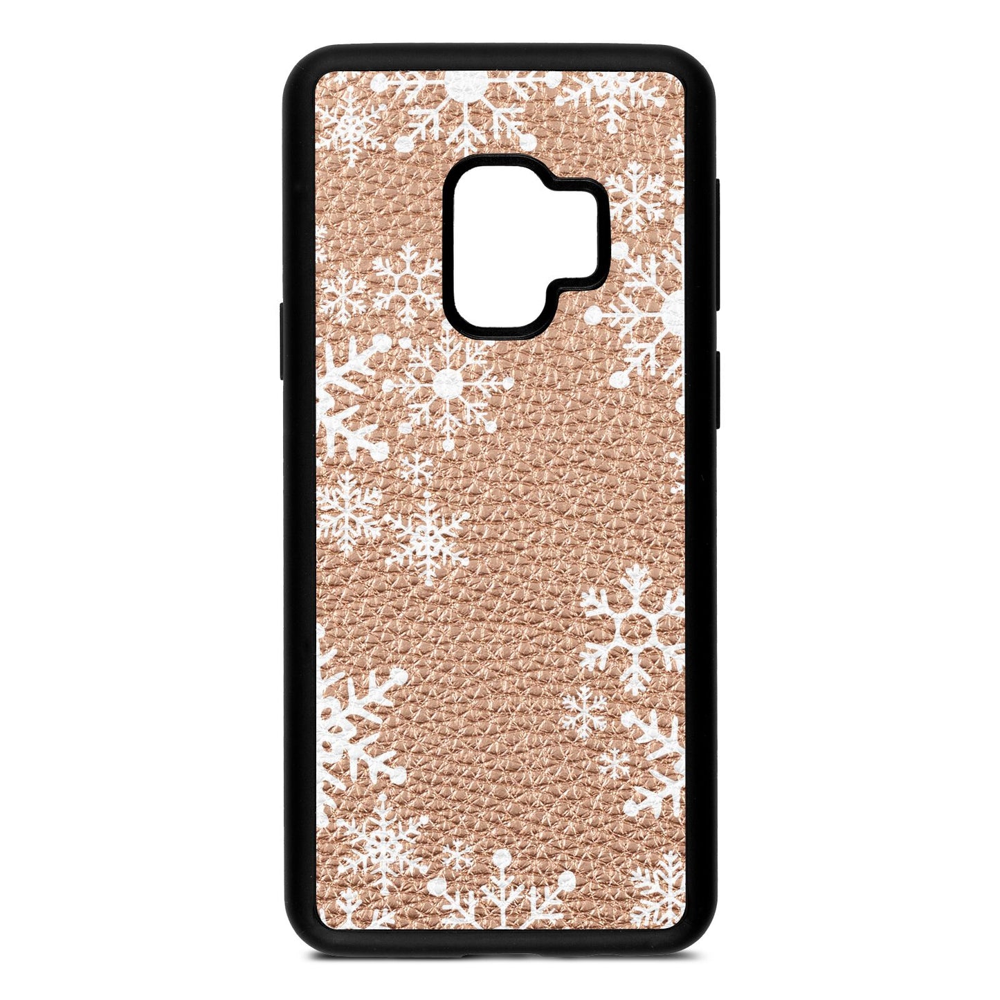 Snowflake Rose Gold Pebble Leather Samsung S9 Case