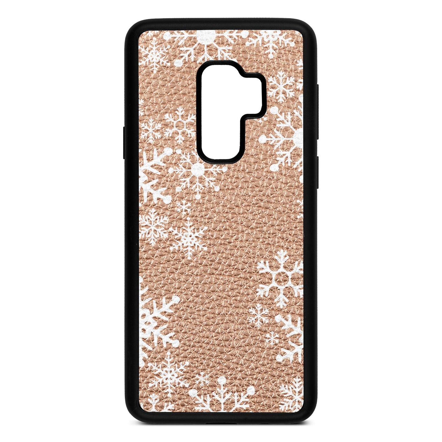 Snowflake Rose Gold Pebble Leather Samsung S9 Plus Case