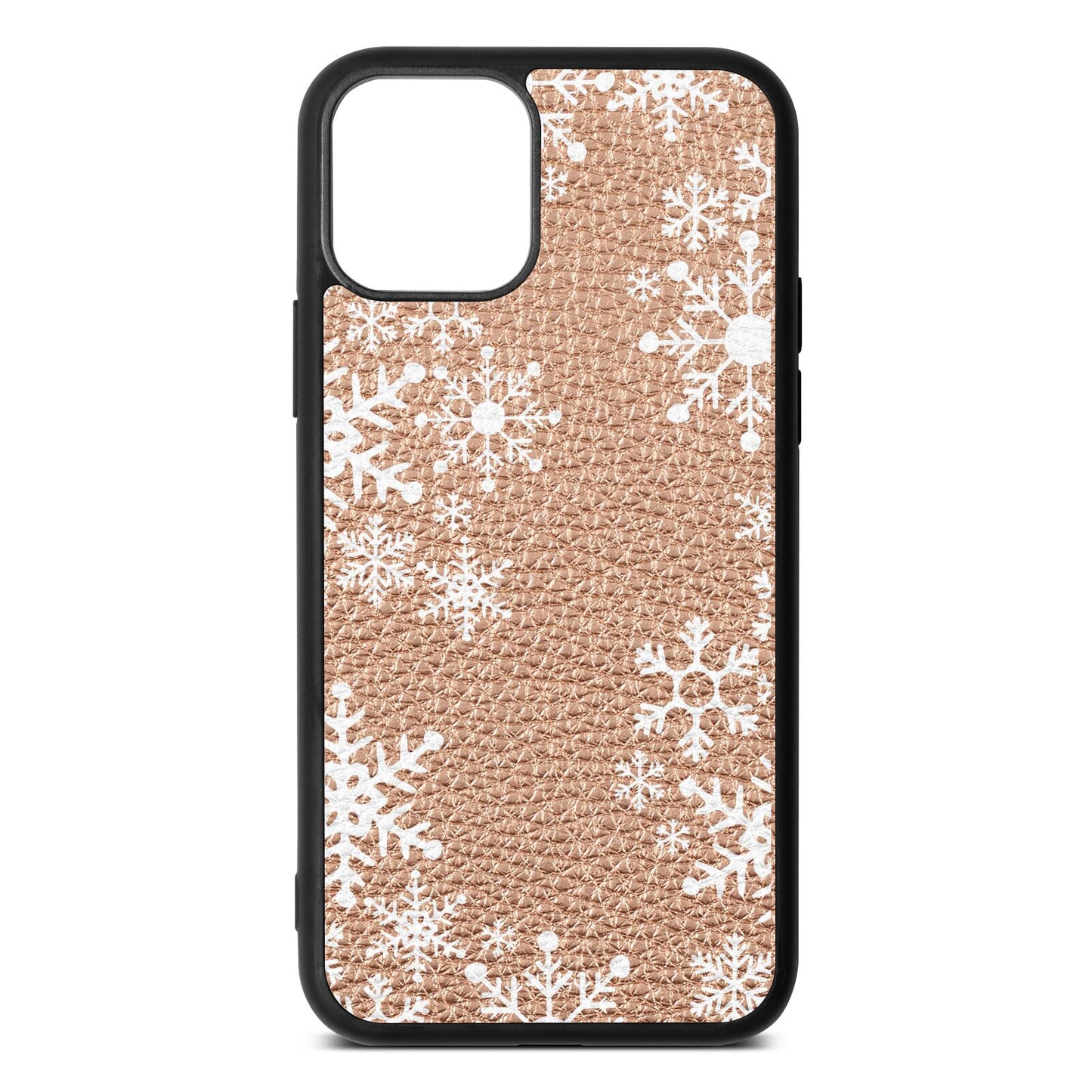 Snowflake Rose Gold Pebble Leather iPhone 11 Case