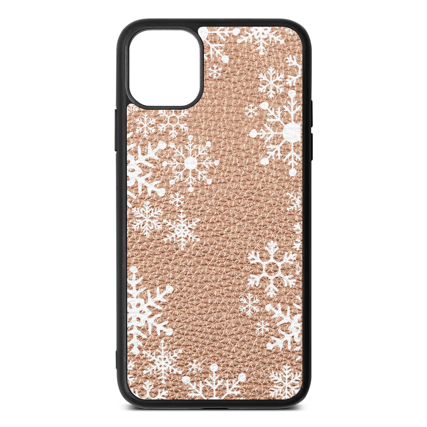 Snowflake Rose Gold Pebble Leather iPhone 11 Pro Max Case