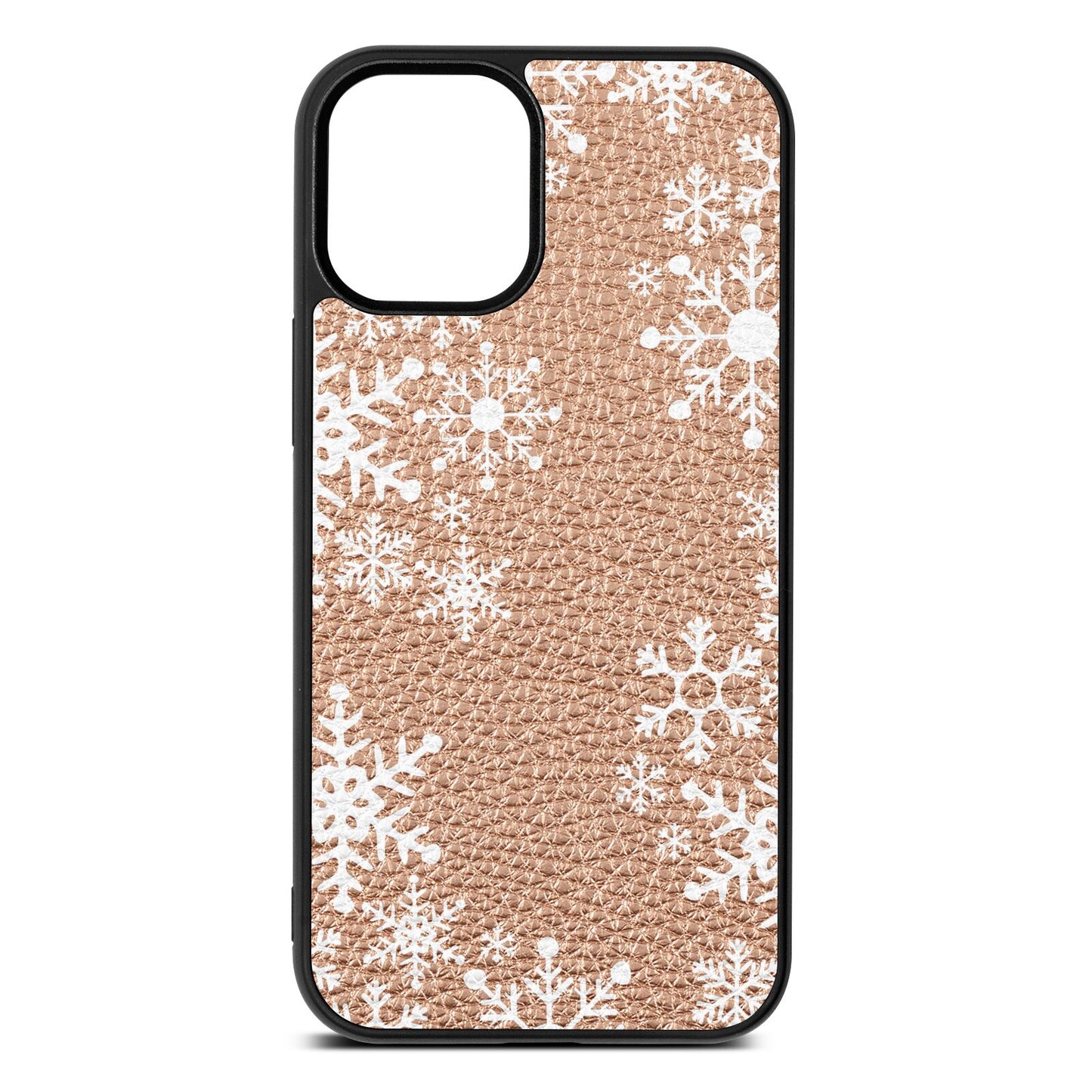 Snowflake Rose Gold Pebble Leather iPhone 12 Mini Case