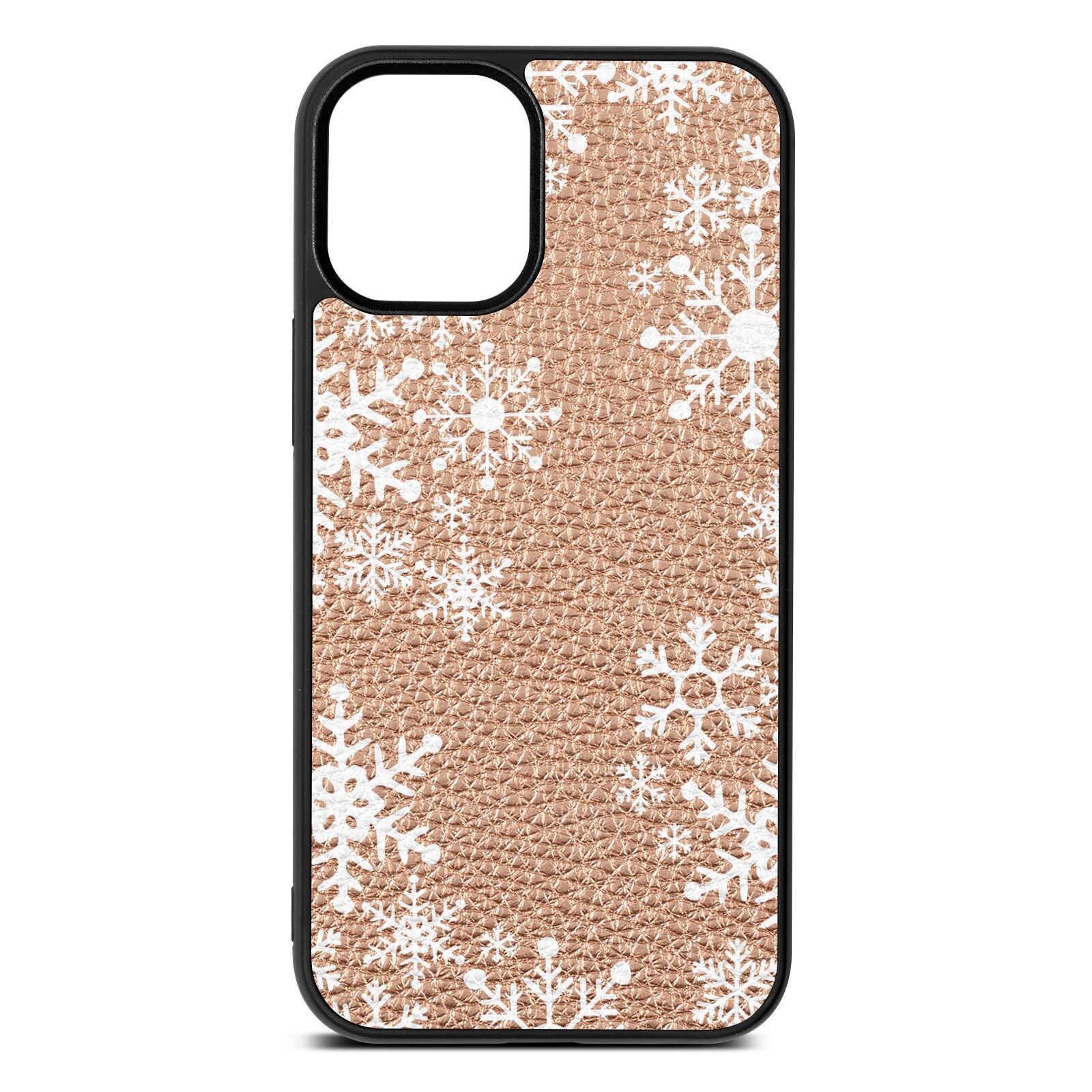 Snowflake Rose Gold Pebble Leather iPhone 12 Mini Case