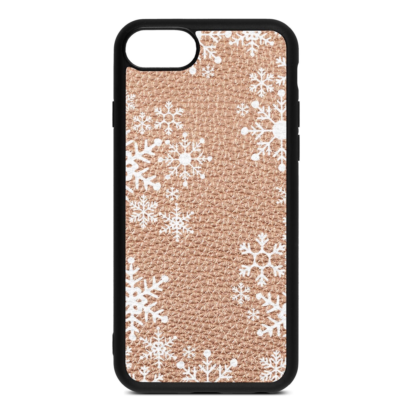 Snowflake Rose Gold Pebble Leather iPhone 8 Case