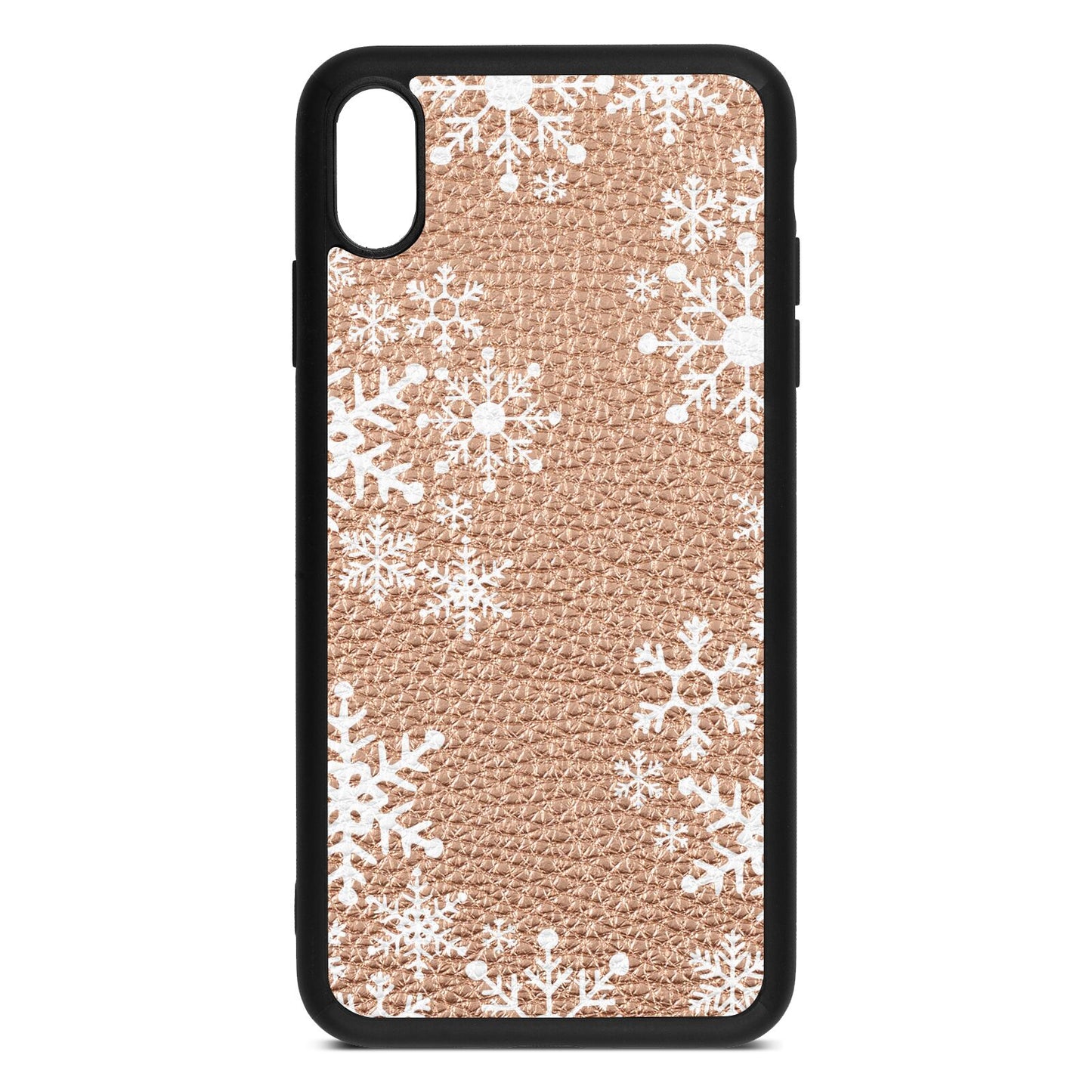 Snowflake Rose Gold Pebble Leather iPhone Xs Max Case