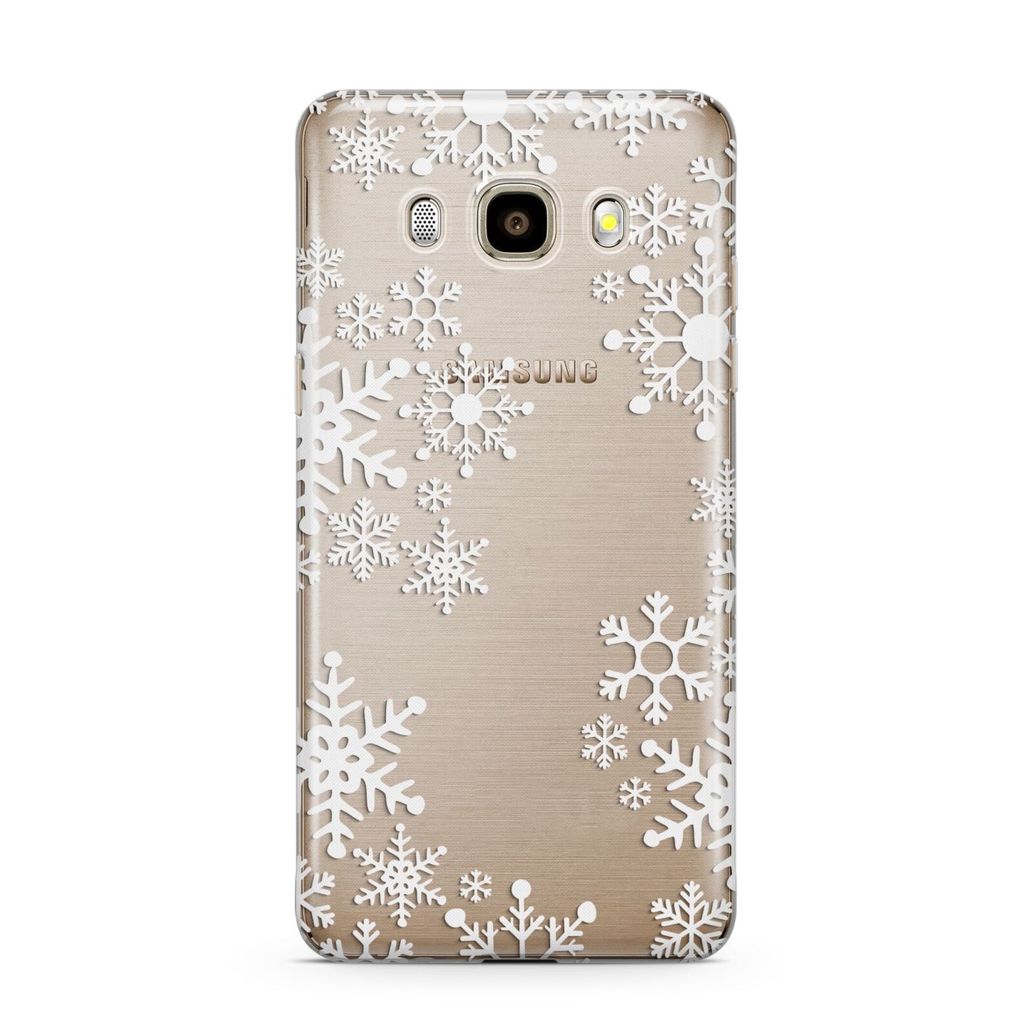 Snowflake Samsung Galaxy J7 2016 Case on gold phone